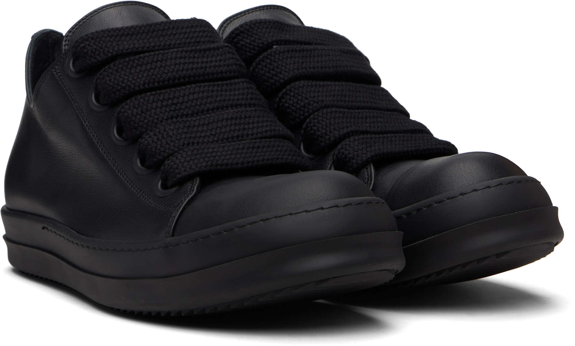 Rick Owens: Black Temple Jumbolace Low Sneaks Sneakers | SSENSE
