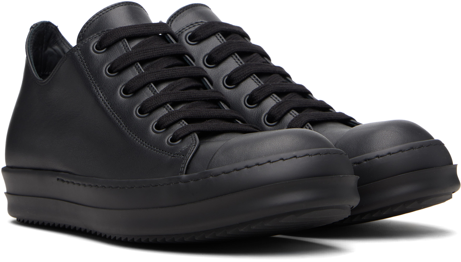 Rick Owens ブラックレザー スニーカー Rick Owens: Black Temple Low Sneakers | SSENSE