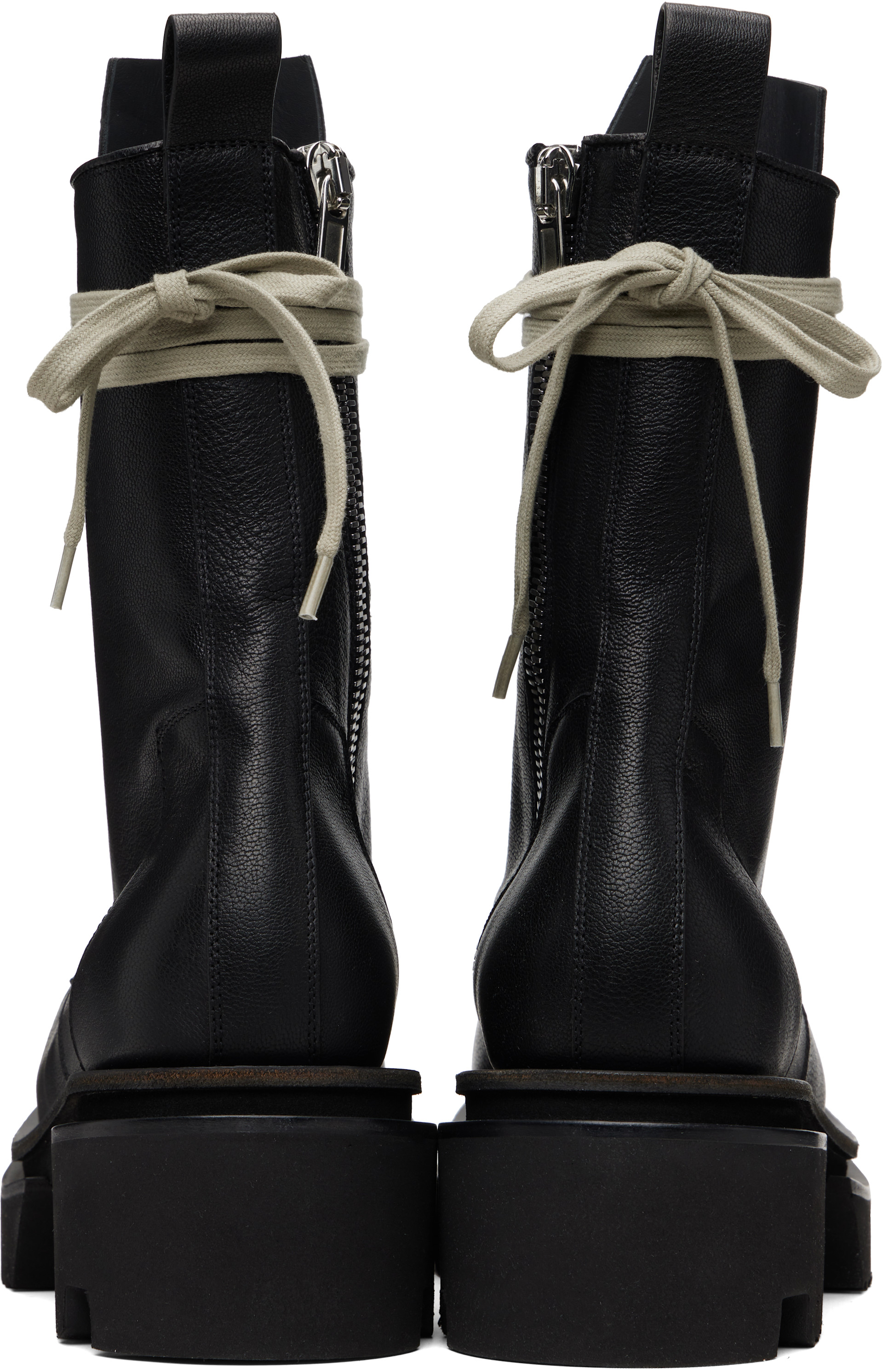 Rick Owens: Black Temple Laceup Bogun Boots | SSENSE