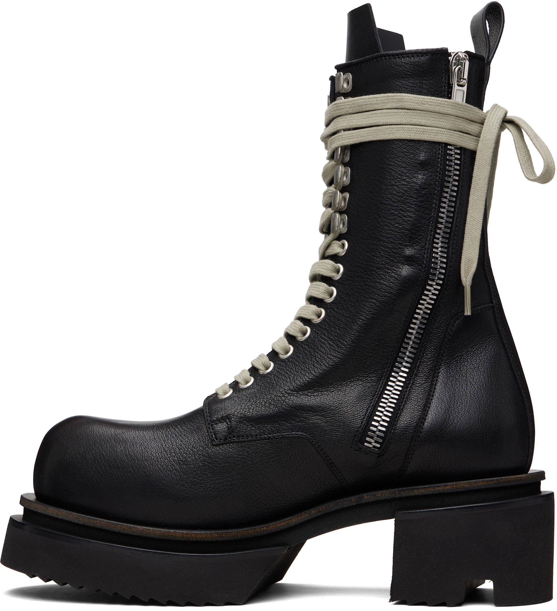 Rick Owens: Black Temple Laceup Bogun Boots | SSENSE