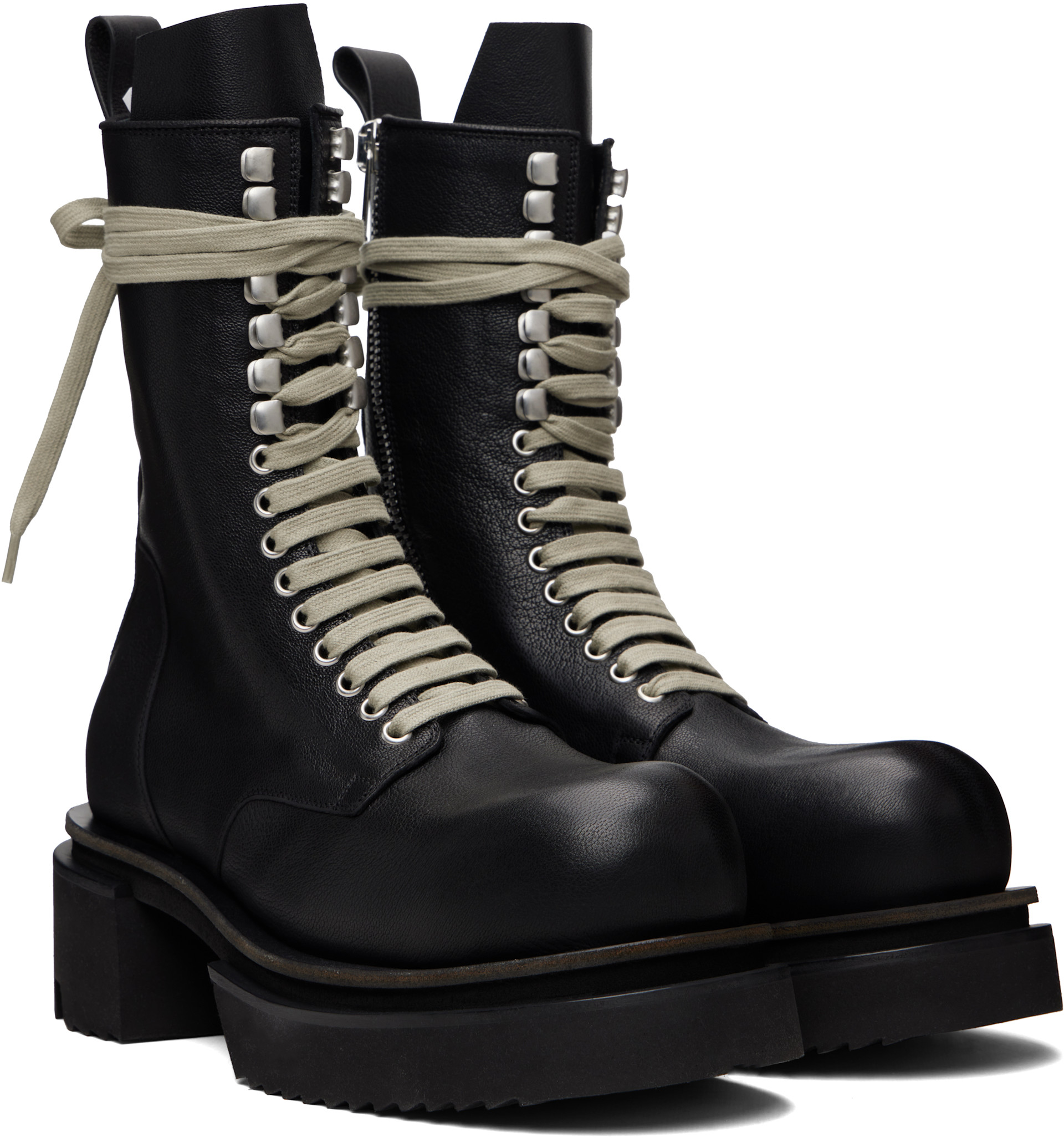 Rick Owens: ブラック Temple Laceup Bogun ブーツ | SSENSE 日本