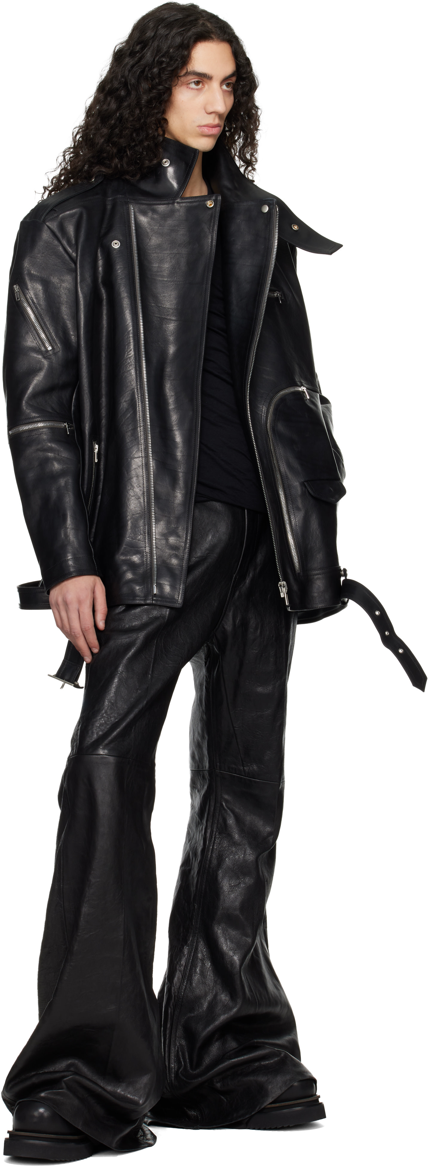 Rick Owens: Black Temple Laceup Bogun Boots | SSENSE