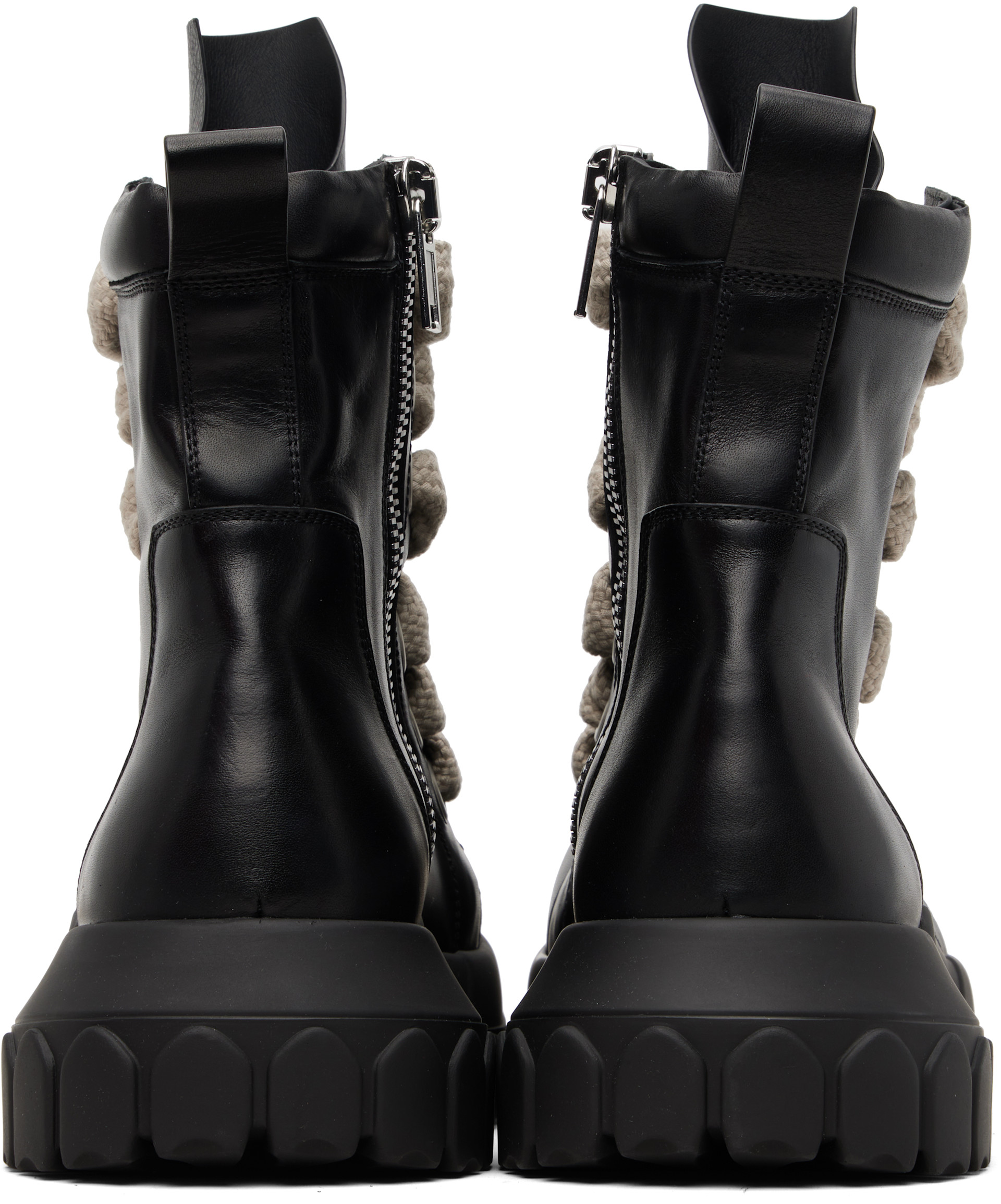 Rick Owens: Black Temple Jumbolace Army Bozo Tractor Boots | SSENSE