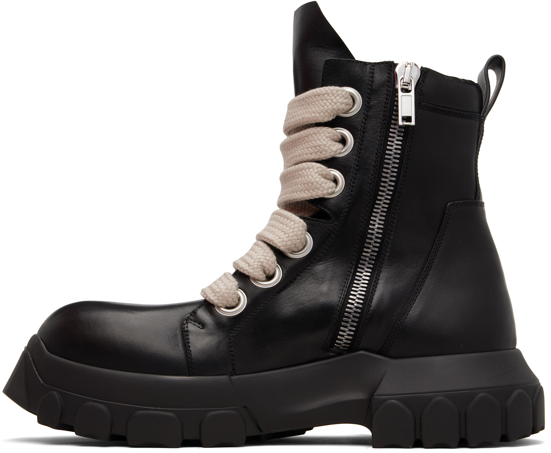 Rick Owens: Black Temple Jumbolace Army Bozo Tractor Boots | SSENSE