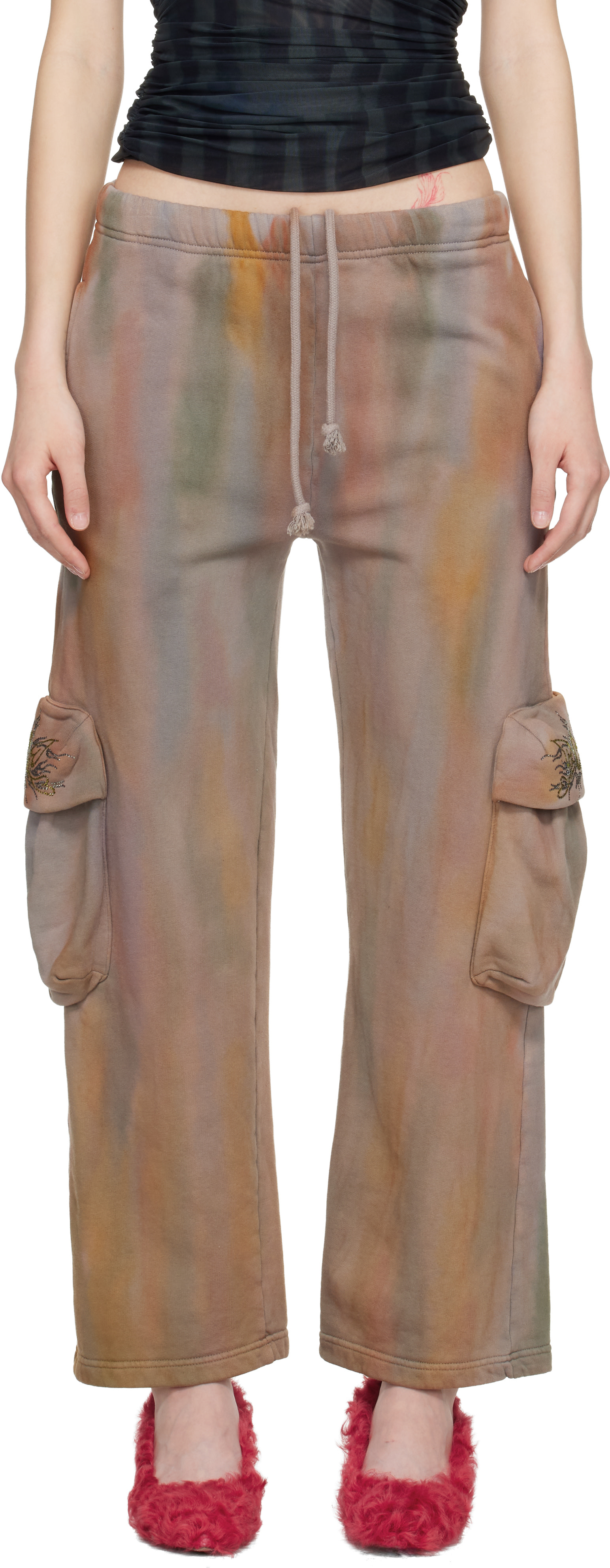 Collina Strada: Gray Hand-Dyed Cargo Sweatpants | SSENSE