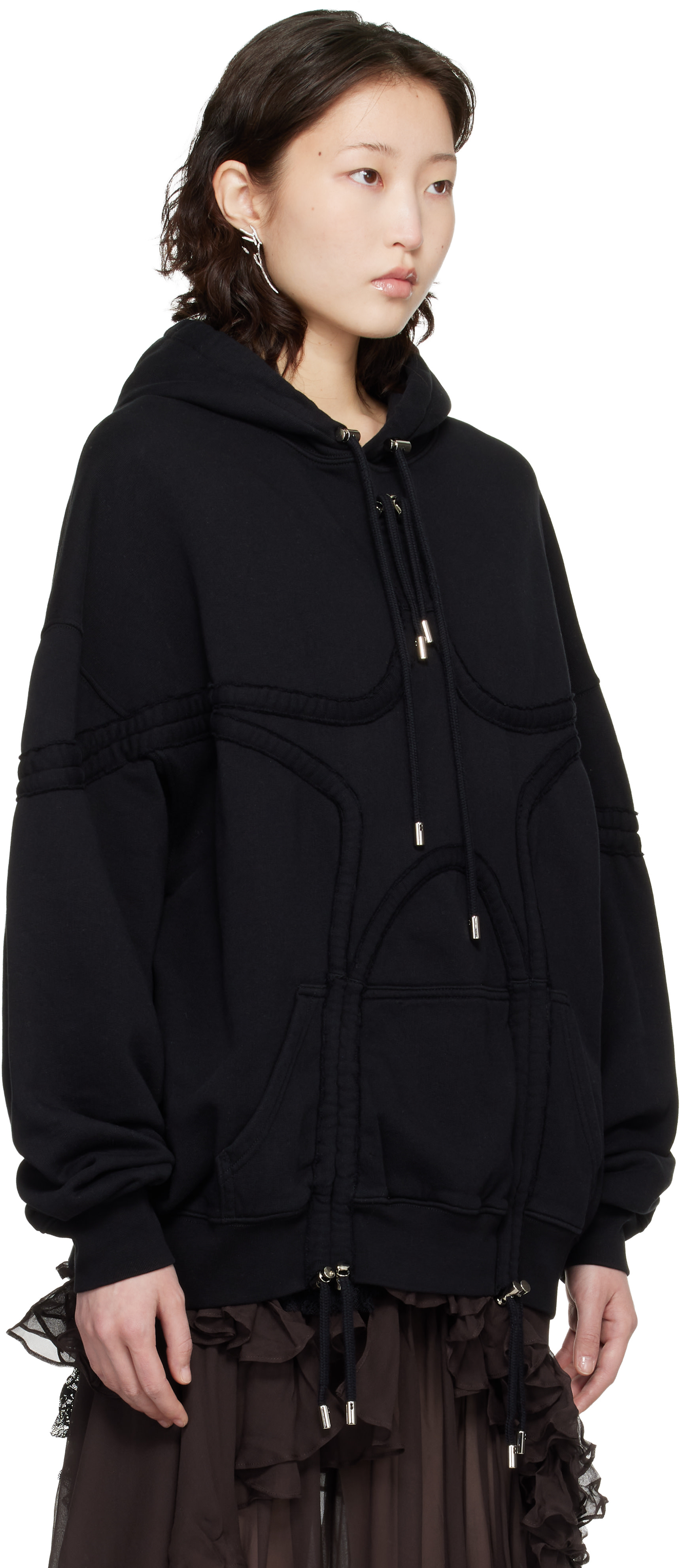 Collina Strada - Pull à capuche noir à appliqué d'étoile