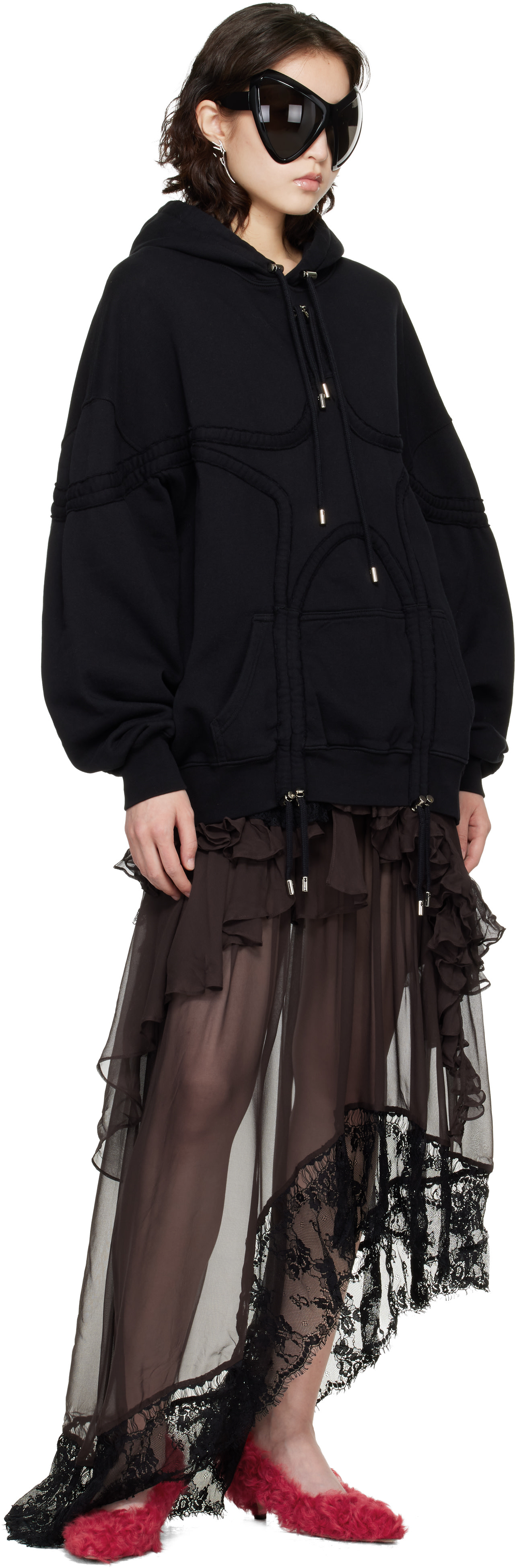 Collina Strada - Pull à capuche noir à appliqué d'étoile