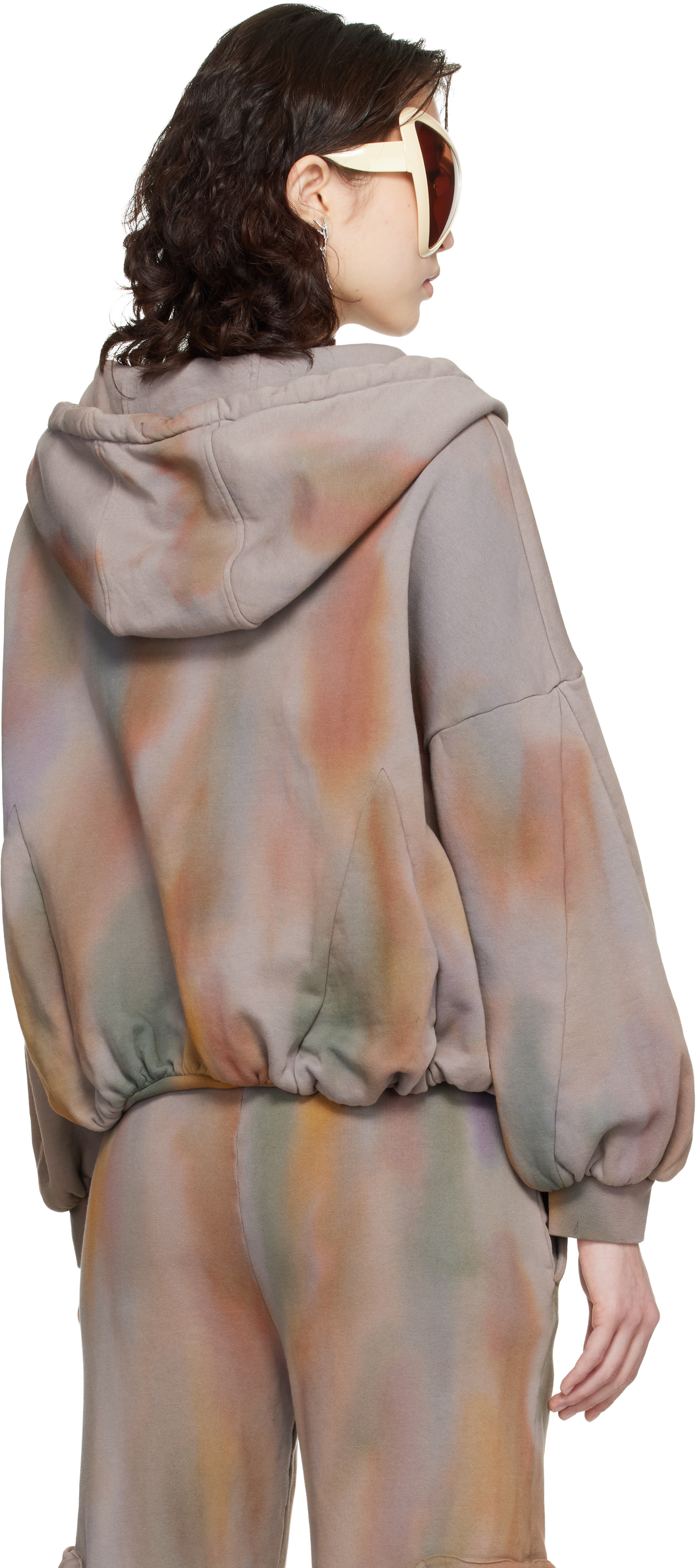 Collina Strada: Gray Gathered Zip Up Hoodie | SSENSE