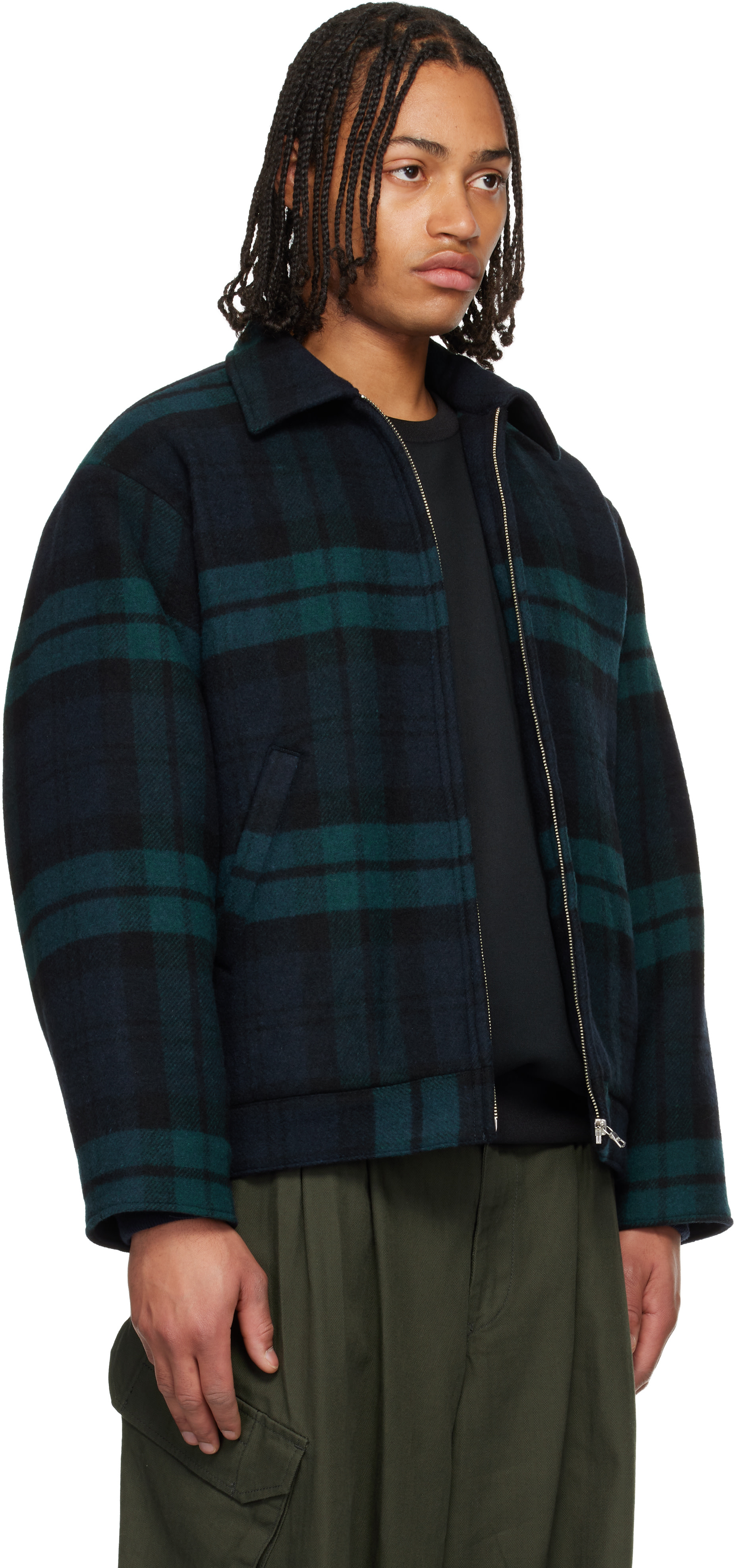 WTAPS: Green & Blue Wrecker Jacket | SSENSE