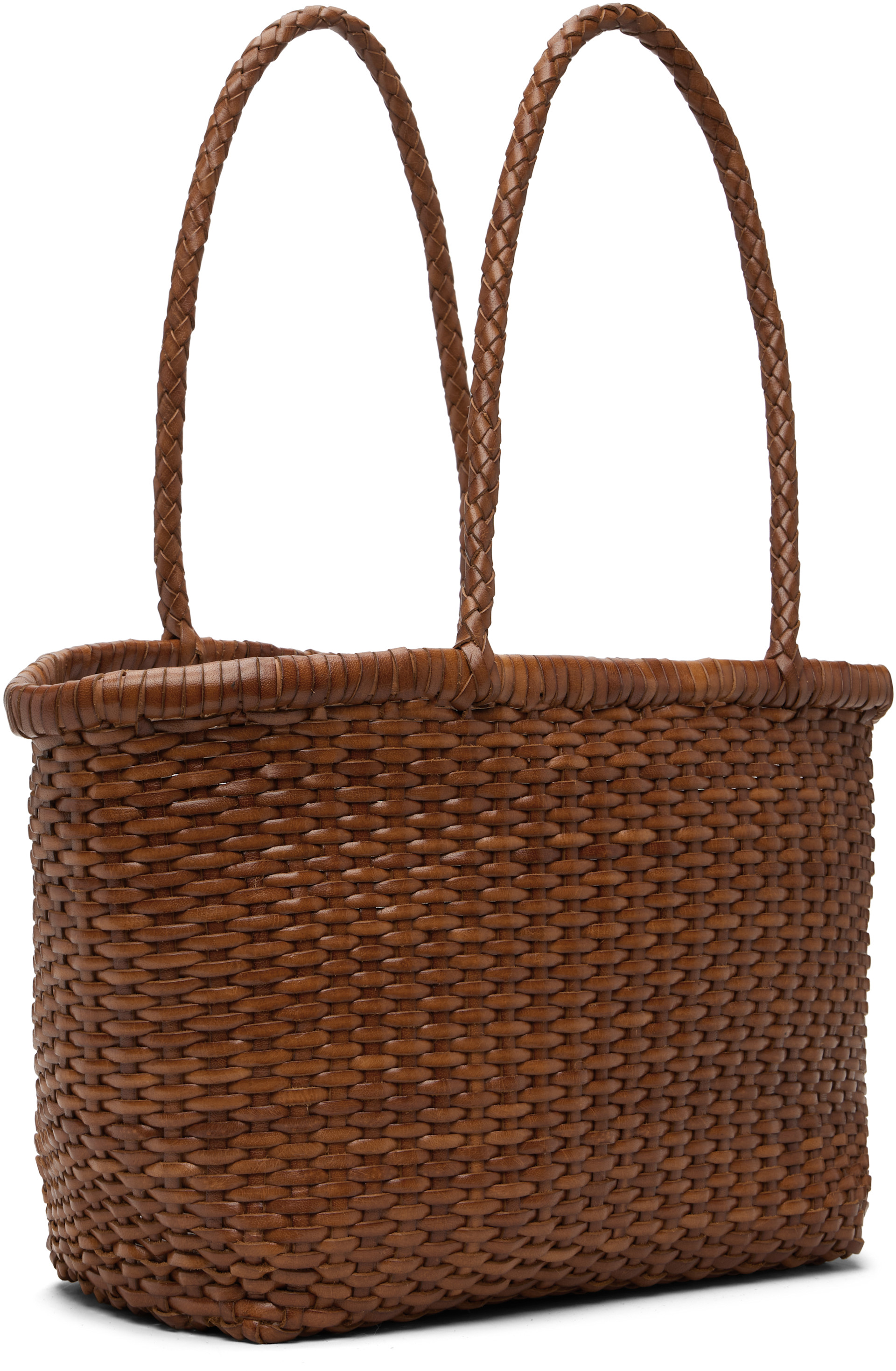 dragon diffusion トートスモール ダークブラウン Dragon Diffusion: Tan Basket Weave Small Tote | SSENSE Canada