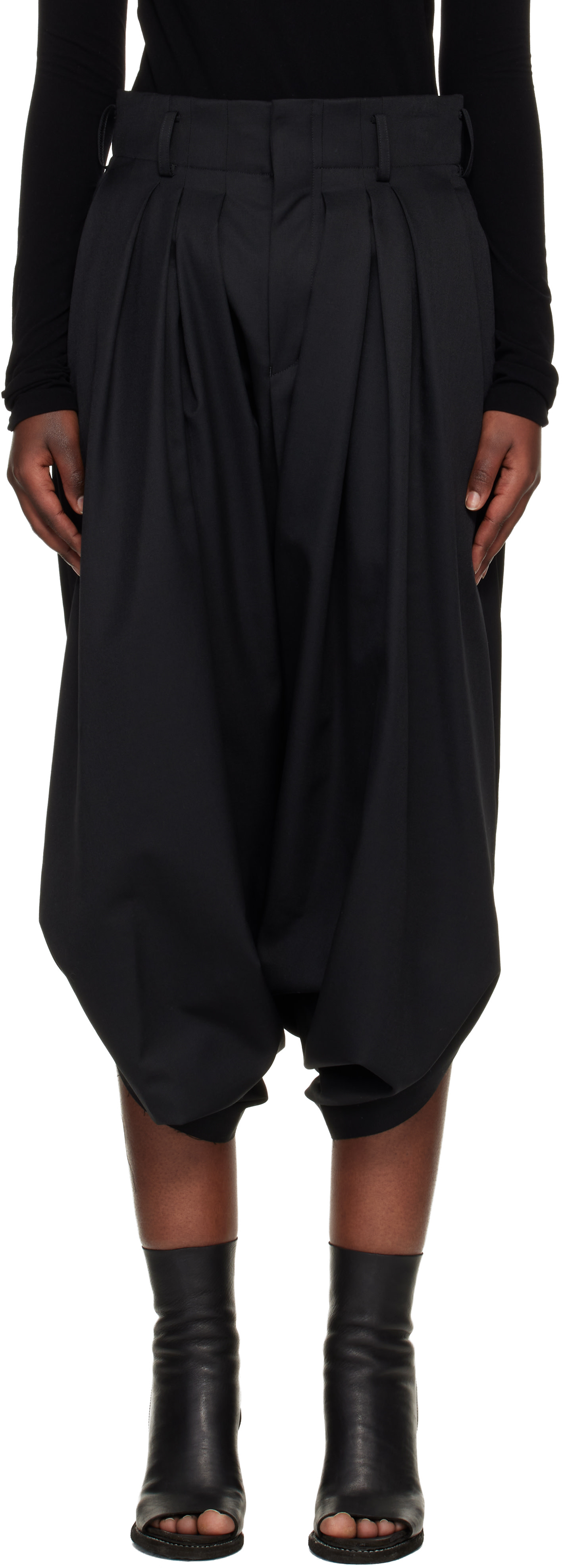 Comme des Garçons: Black Polyester Wool Gabardine Trousers