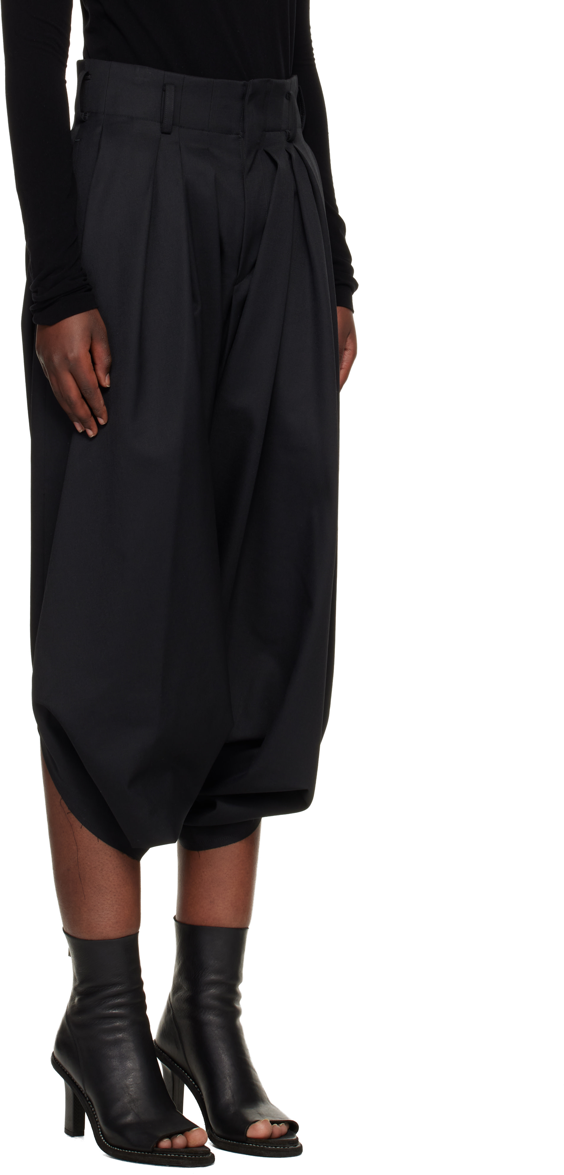 Comme des Garçons: Black Polyester Wool Gabardine Trousers