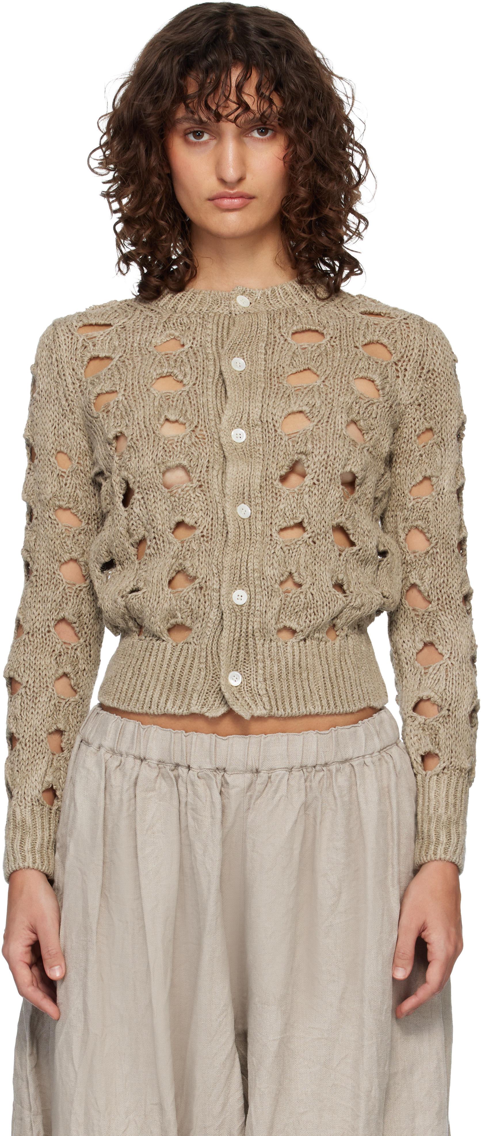 Comme des Garçons: Beige Hemp Cardigan | SSENSE