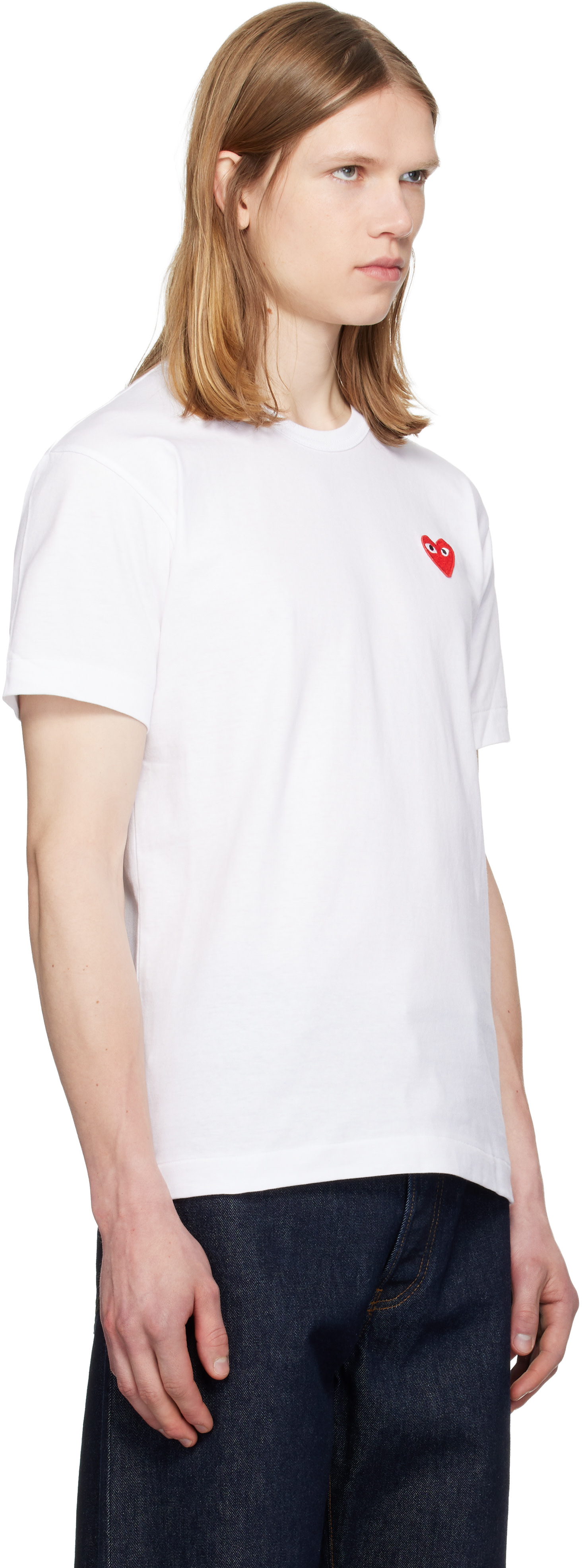 COMME des GARÇONS PLAY: ホワイト 'Red Heart Emblem' Tシャツ