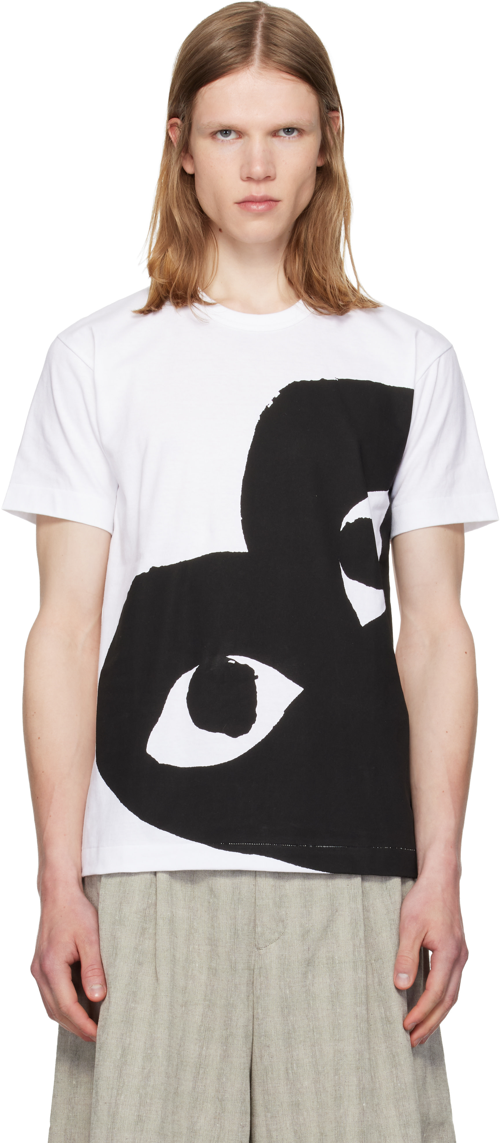 COMME des GARÇONS PLAY: ホワイト 'Big Black Heart' Tシャツ