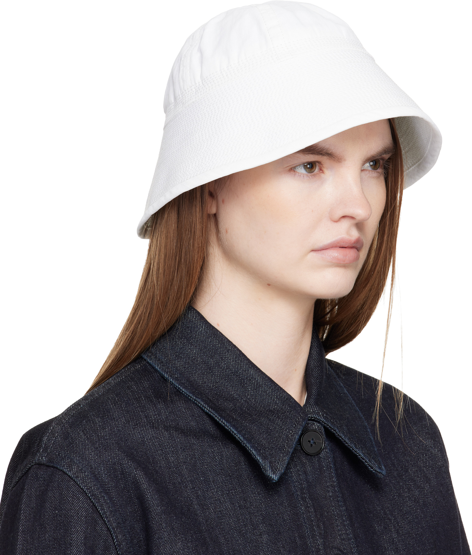 Jil Sander: オフホワイト リネン バケットハット | SSENSE 日本