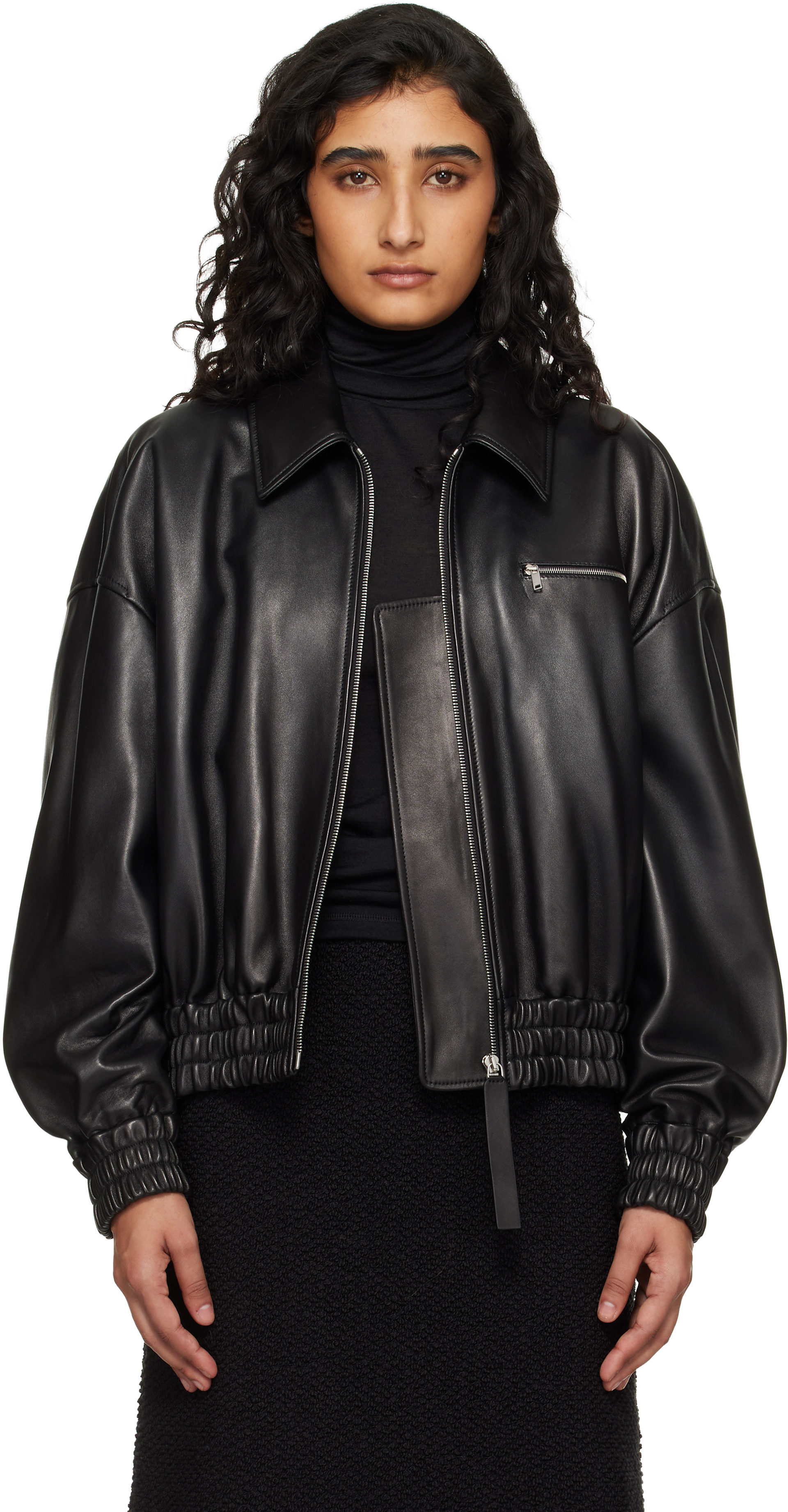 Jil Sander - Blouson noir en cuir