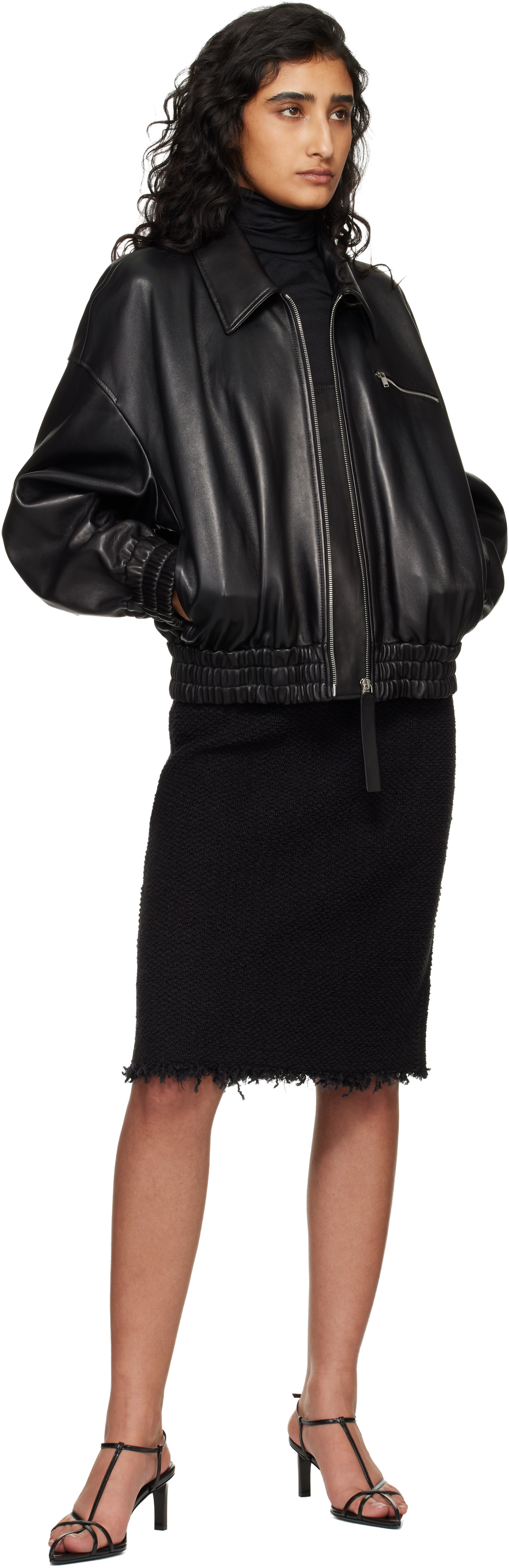 Jil Sander - Blouson noir en cuir