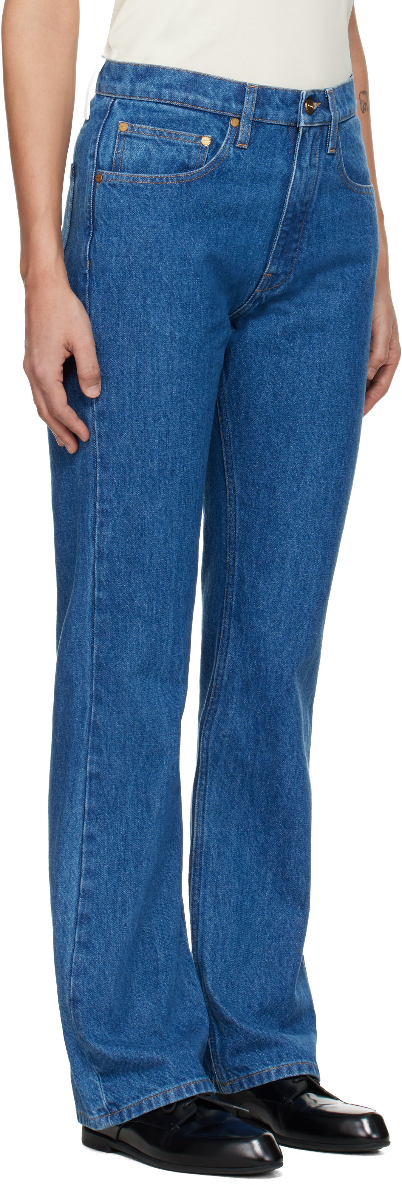 Jil Sander - Jean évasé bleu en denim