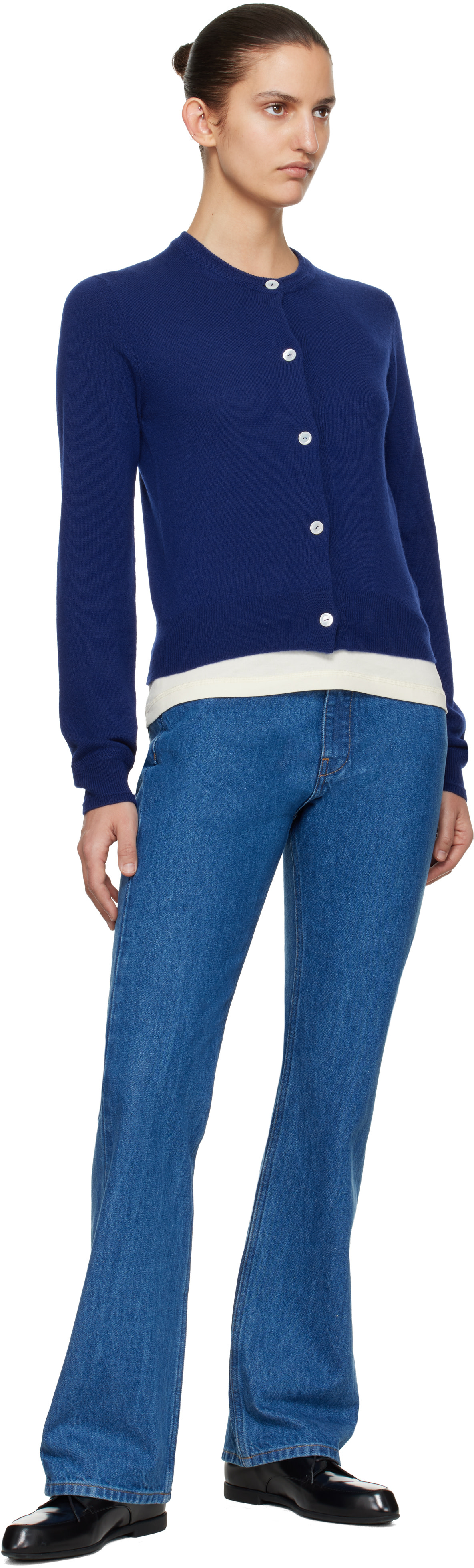 Jil Sander - Jean évasé bleu en denim