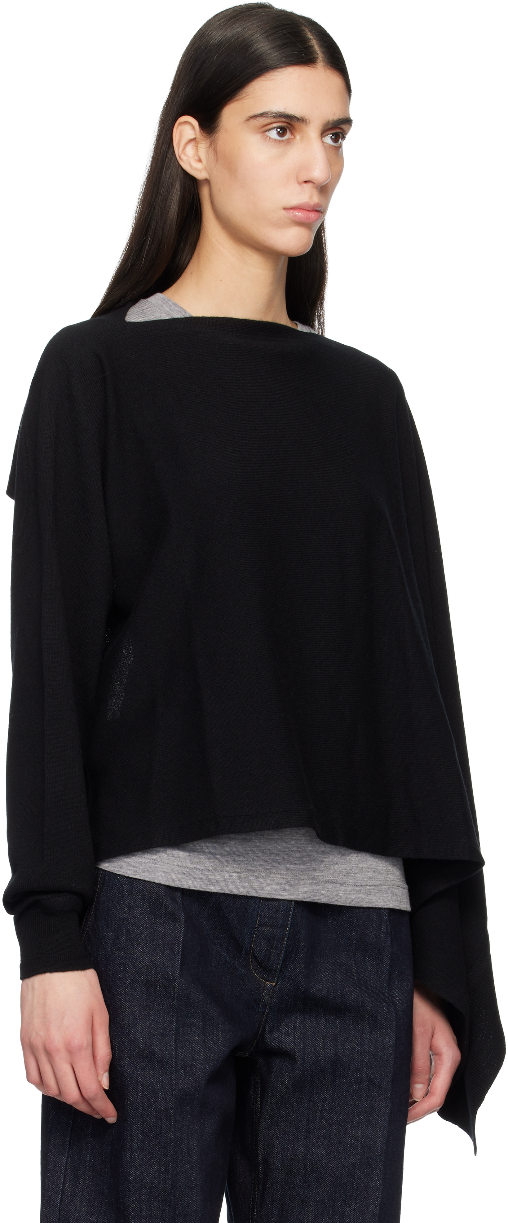 Jil Sander - Pull de style cape noir à manche unique