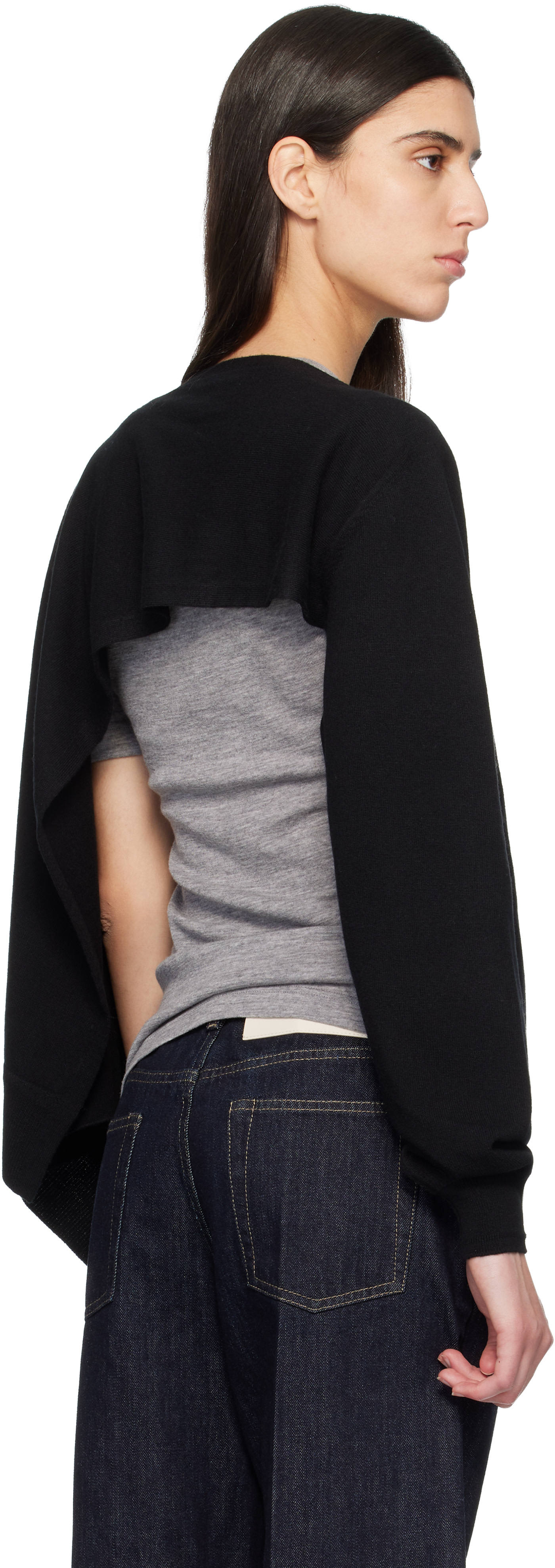 Jil Sander - Pull de style cape noir à manche unique