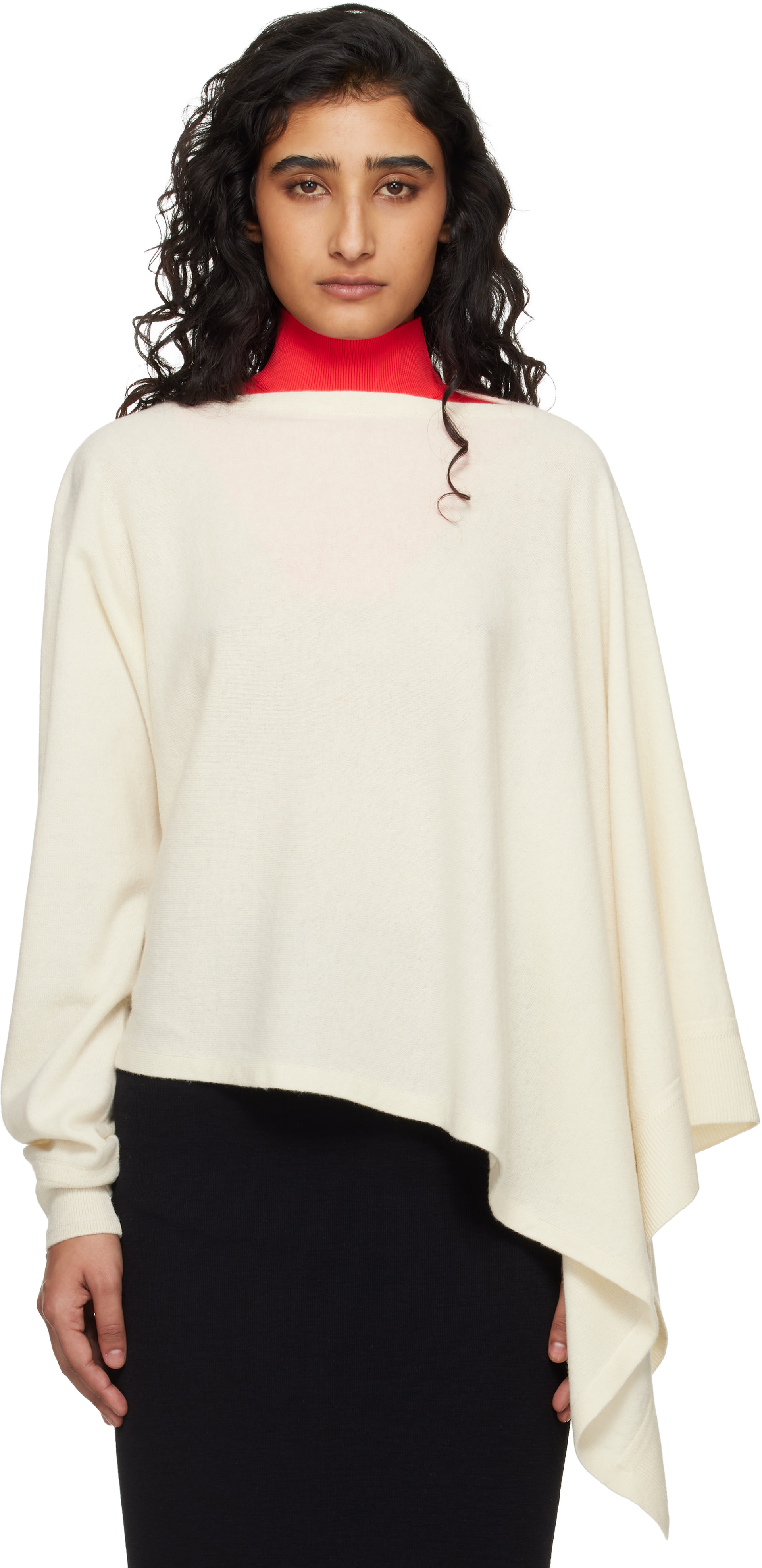 Jil Sander: Red Knit Large Bib Dickey | SSENSE