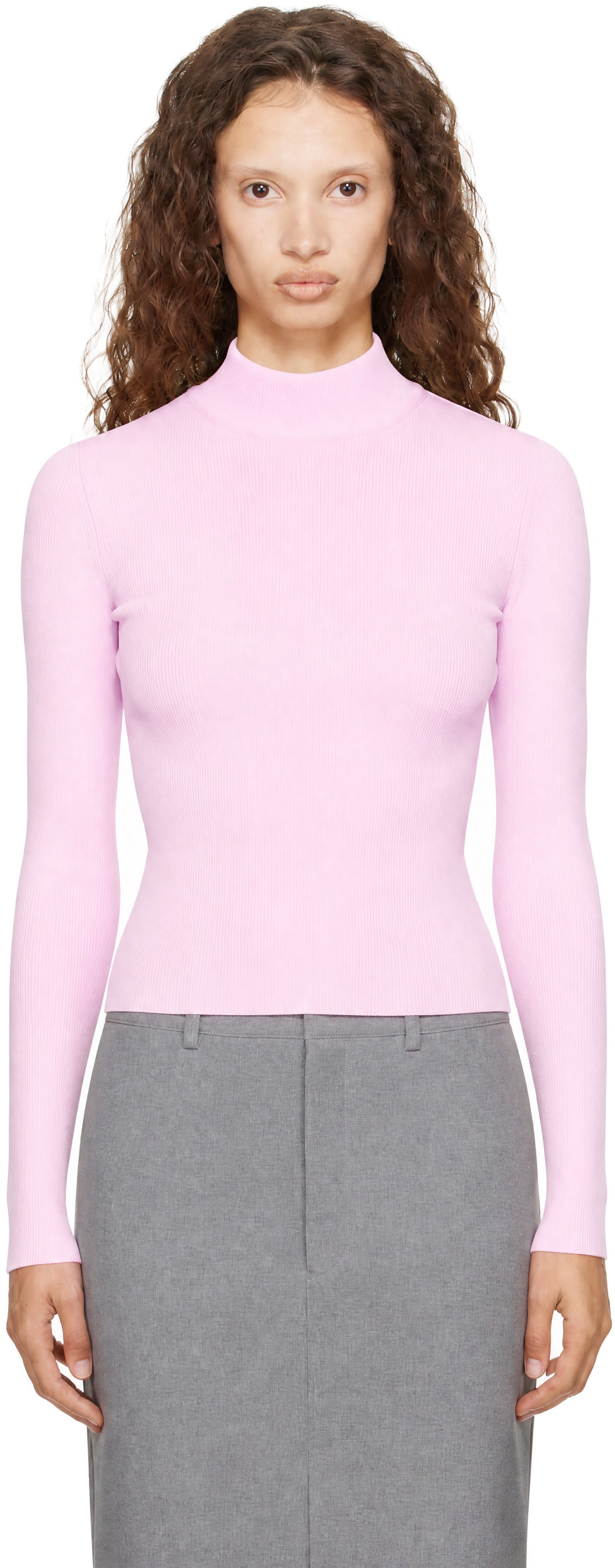 Jil Sander - Pull rose à col cheminée
