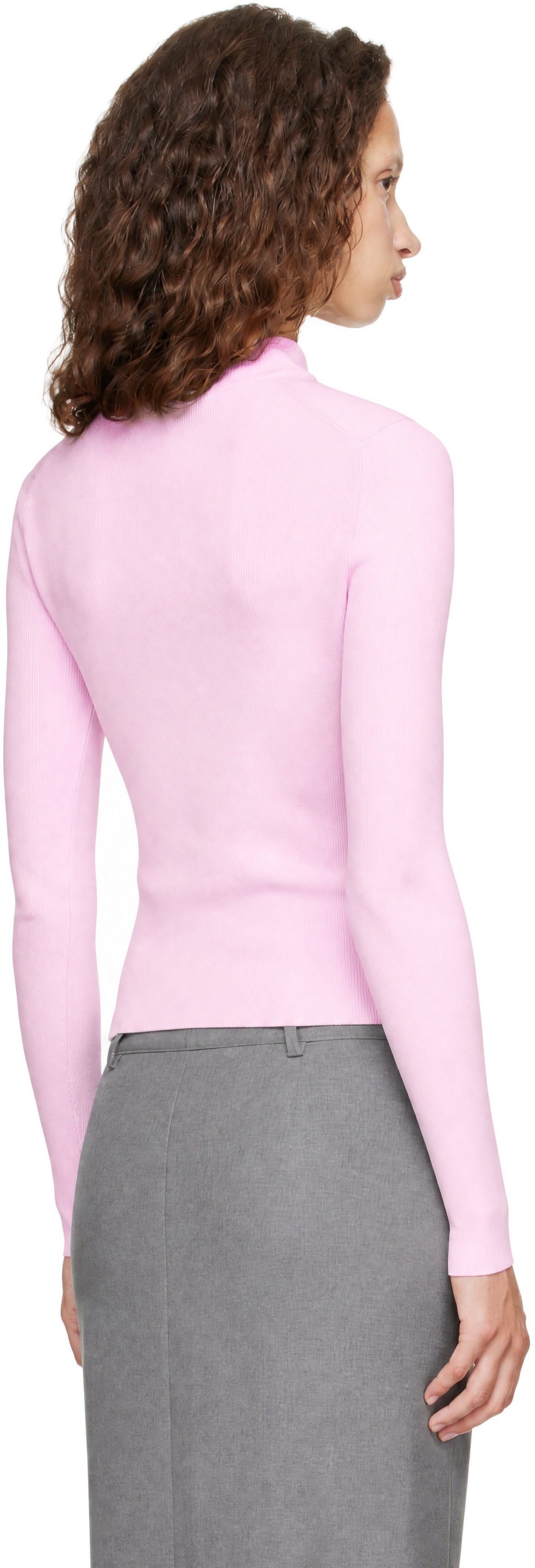 Jil Sander - Pull rose à col cheminée