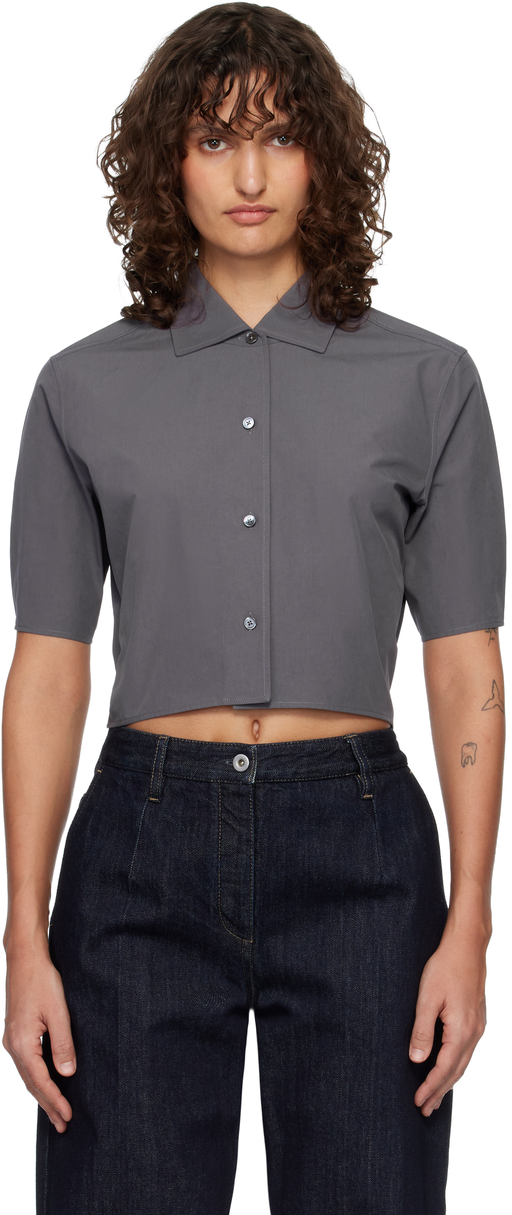 Jil Sander - Chemise grise en faille technique