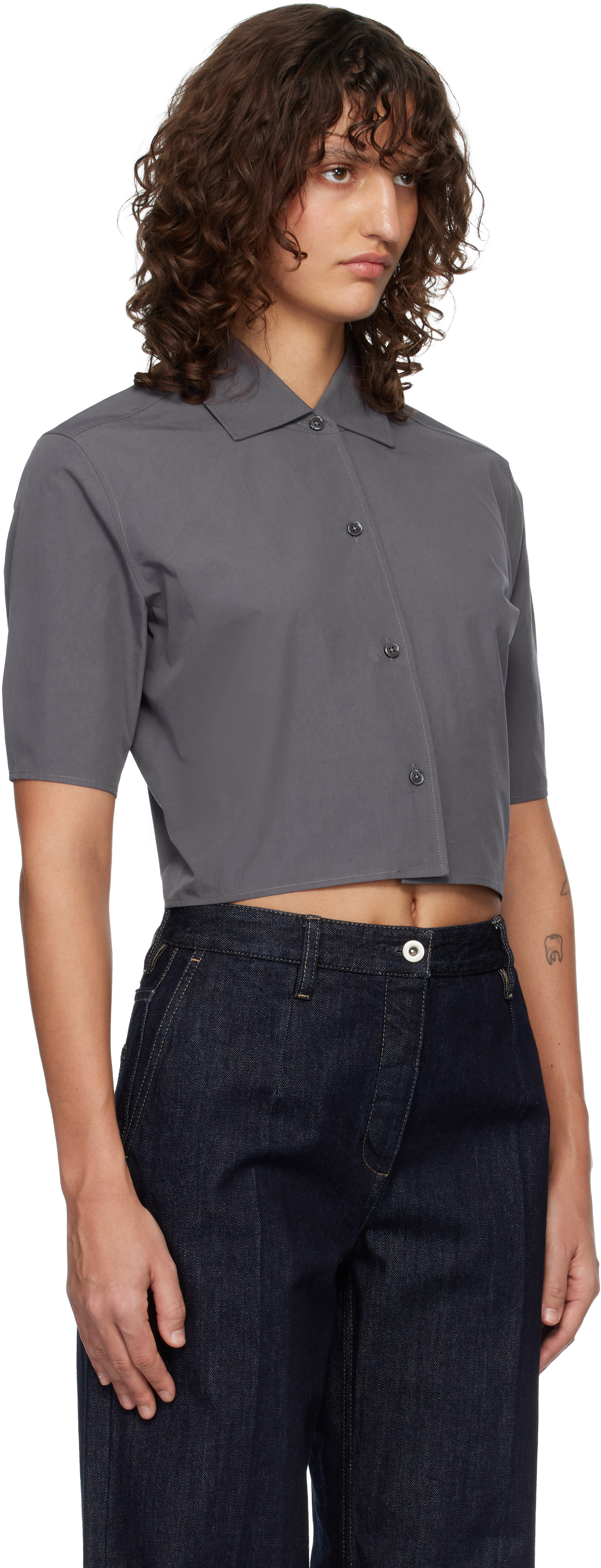 Jil Sander - Chemise grise en faille technique