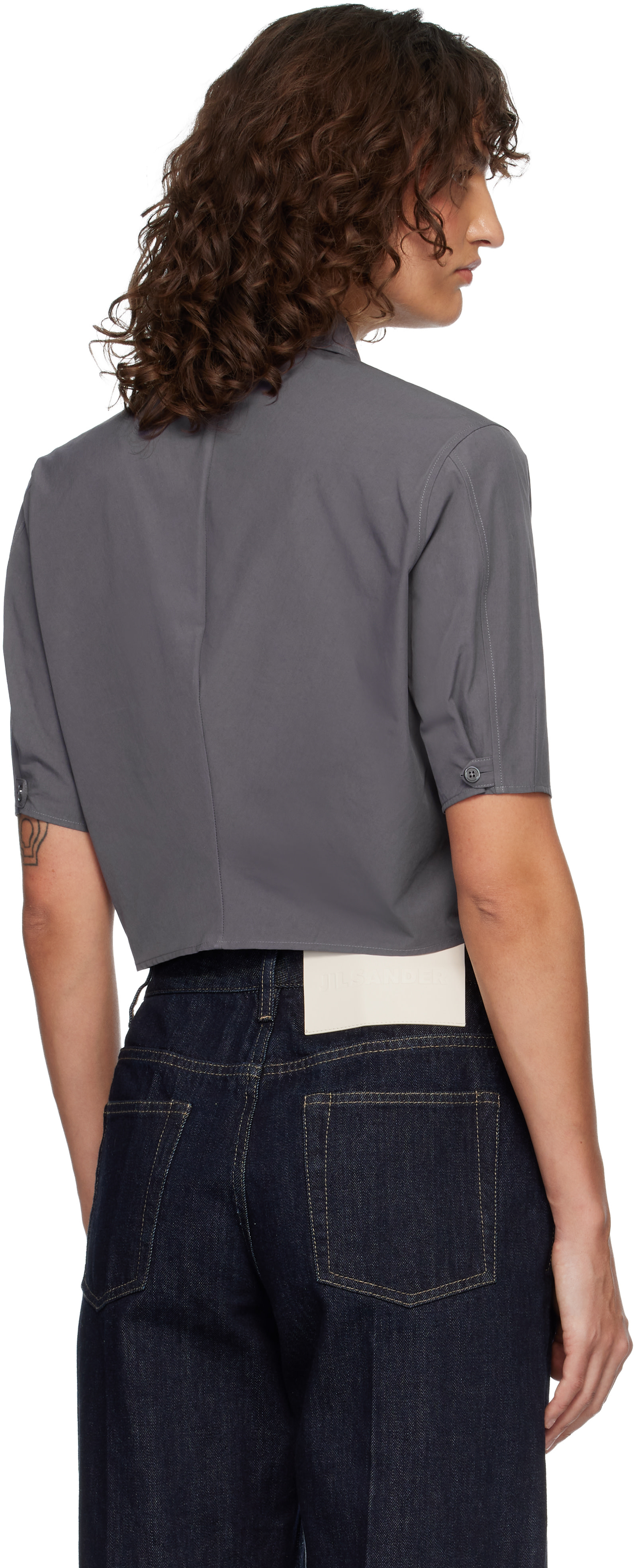 Jil Sander - Chemise grise en faille technique