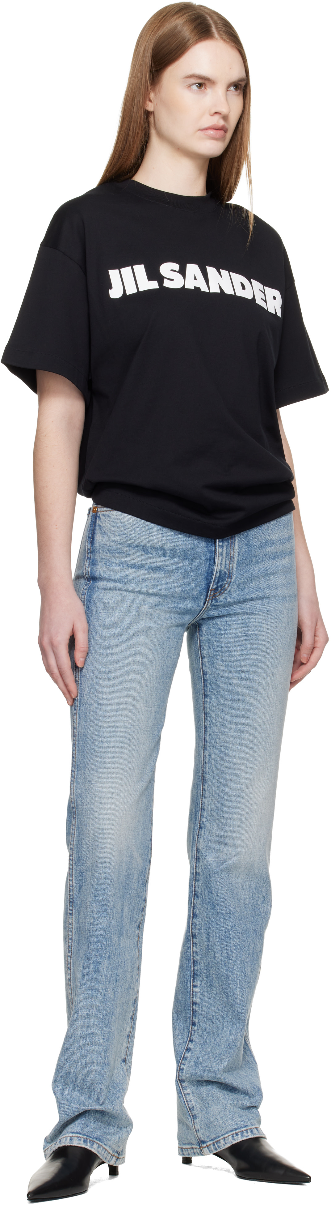 Jil Sander: ブラック ロゴ Tシャツ | SSENSE 日本