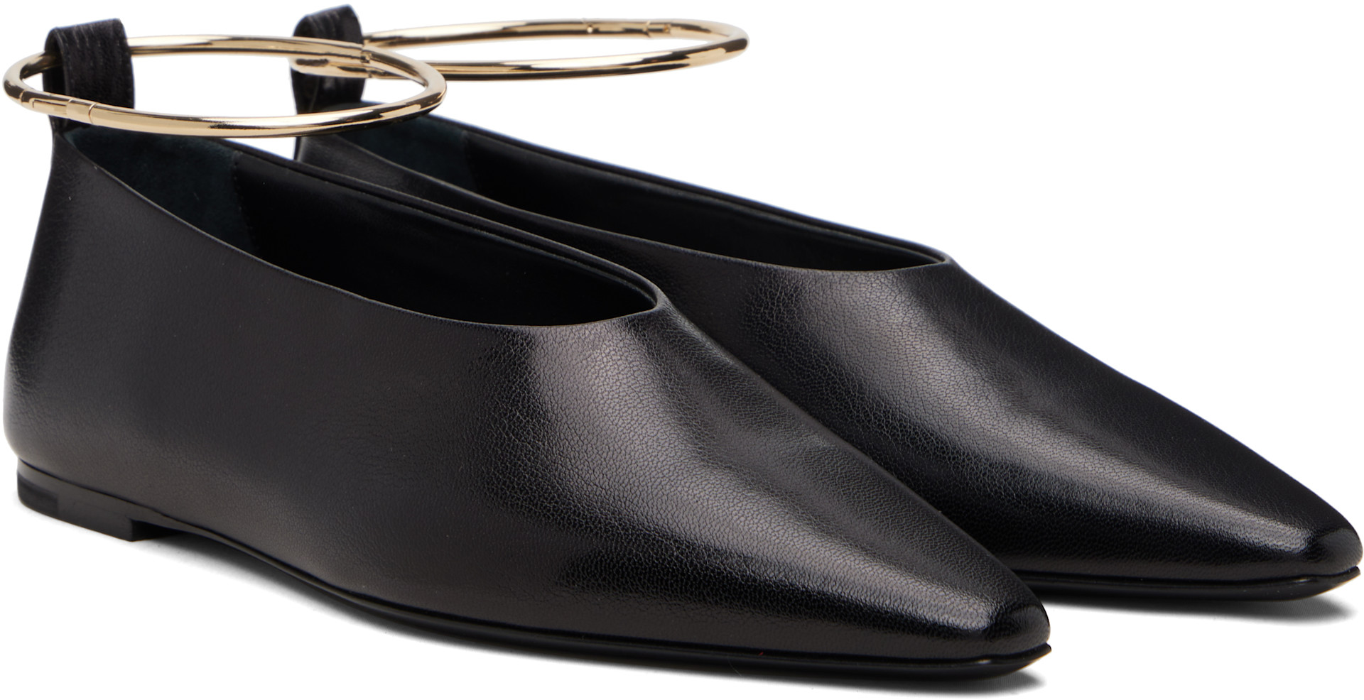 Jil Sander: ブラック Ring フラットシューズ | SSENSE 日本 Jil Sander: ブラック Ring フラットシューズ | SSENSE 日本