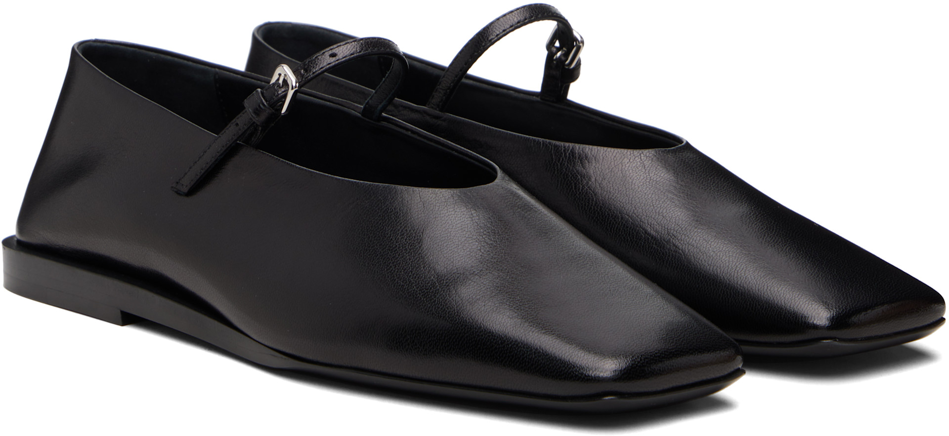 Jil Sander - Ballerines noires à bride à boucle