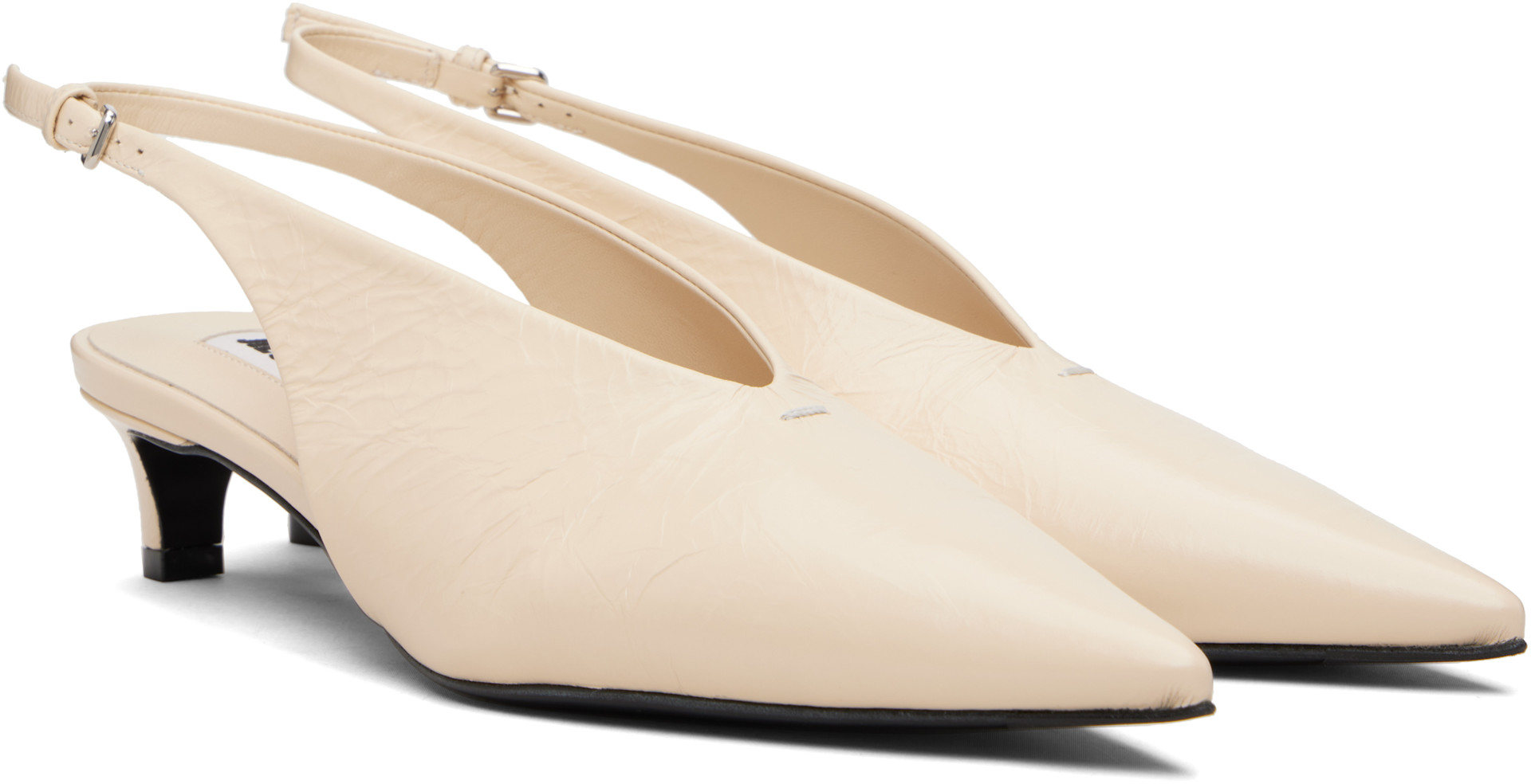 Jil Sander - Escarpins blanc cassé à bride arrière
