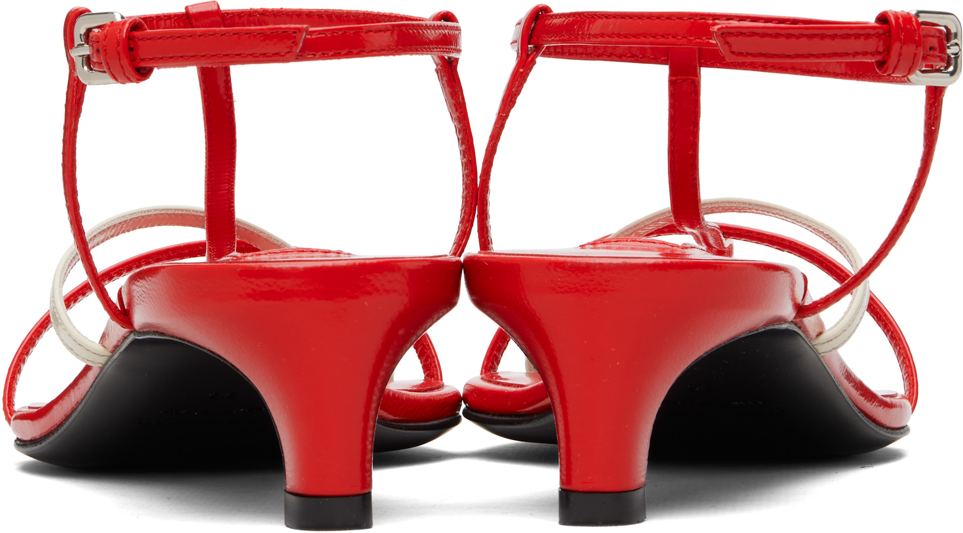 Jil Sander: Red Cage Low Heeled Sandals | SSENSE