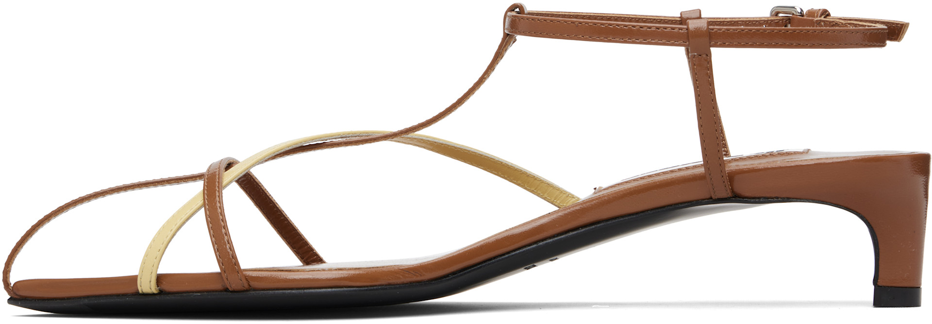 Jil Sander: Tan Cage Low Heeled Sandals | SSENSE