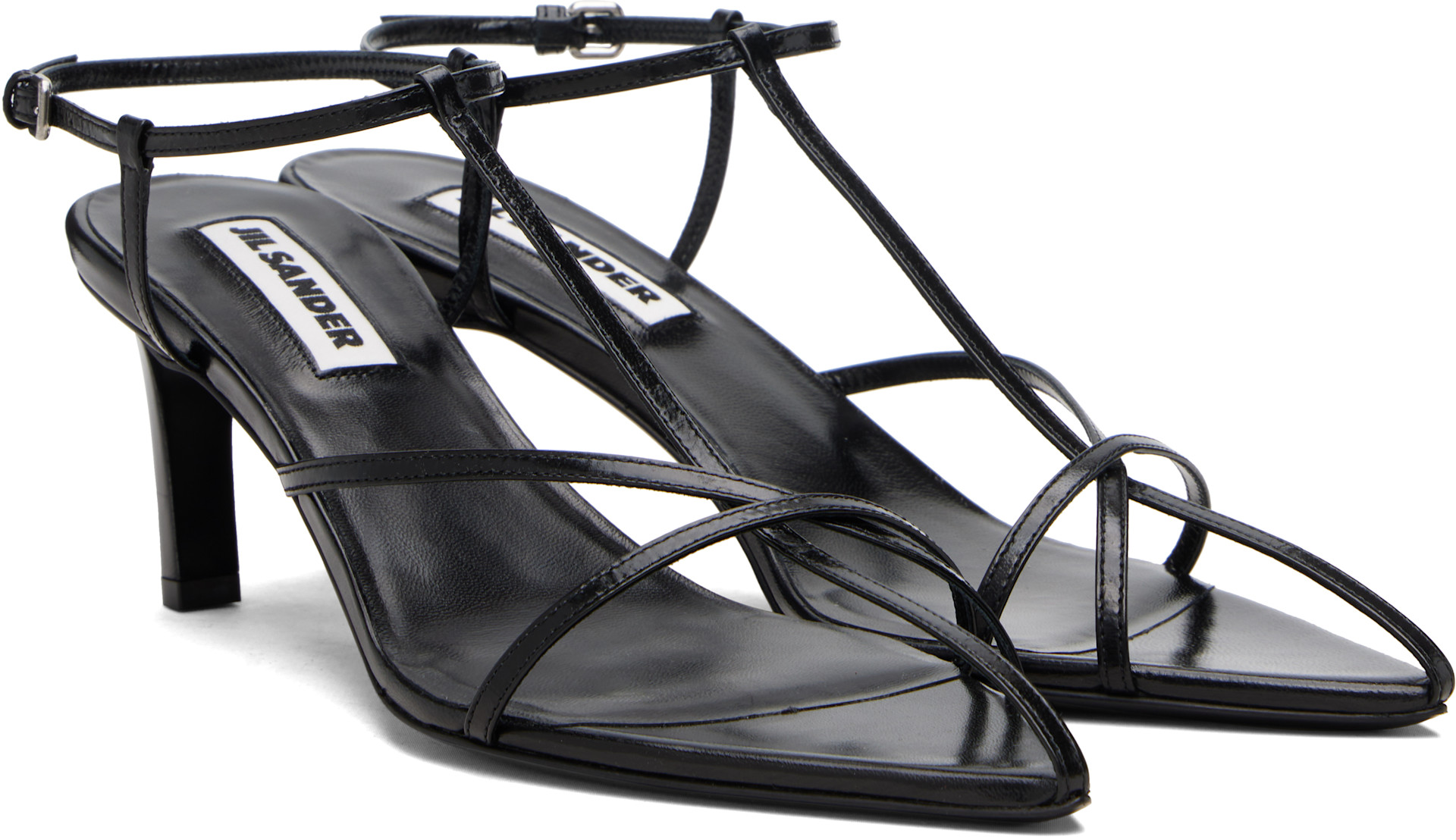 Jil Sander: Black Cage Heeled Sandals | SSENSE