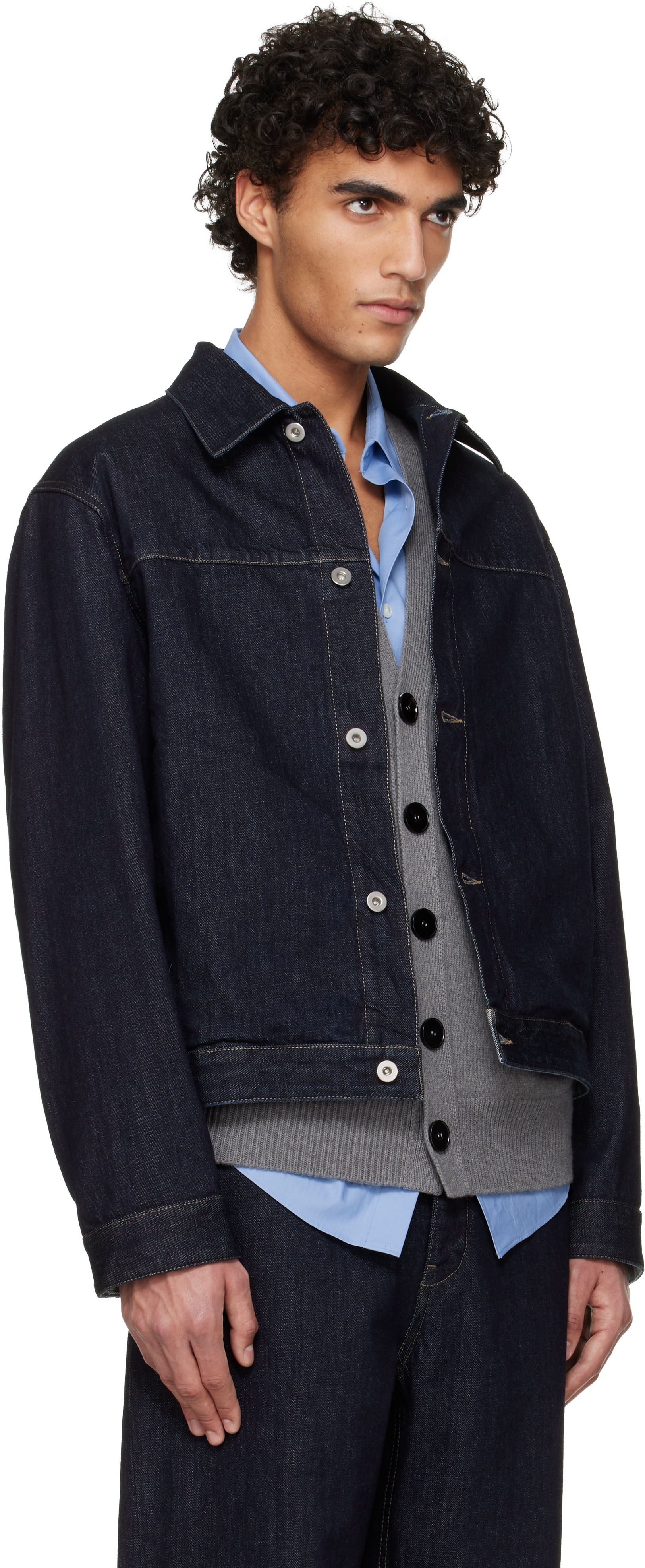 Jil Sander: Navy Blouson Jacket | SSENSE