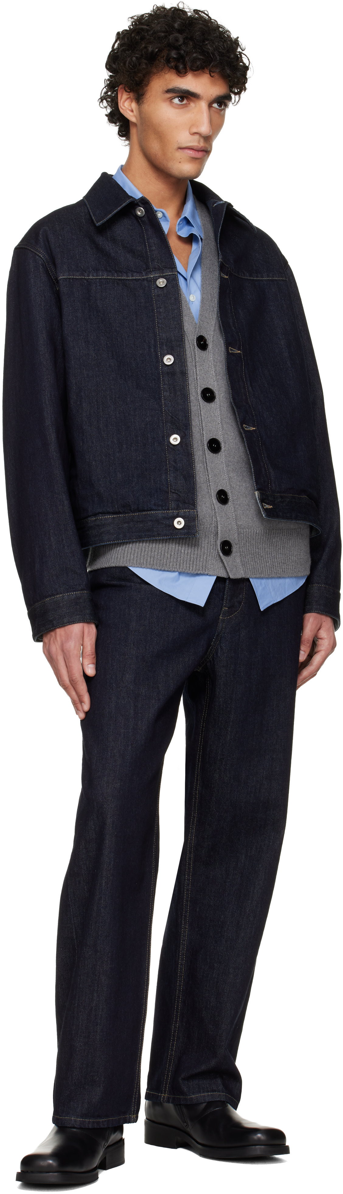 Jil Sander: Navy Blouson Jacket | SSENSE