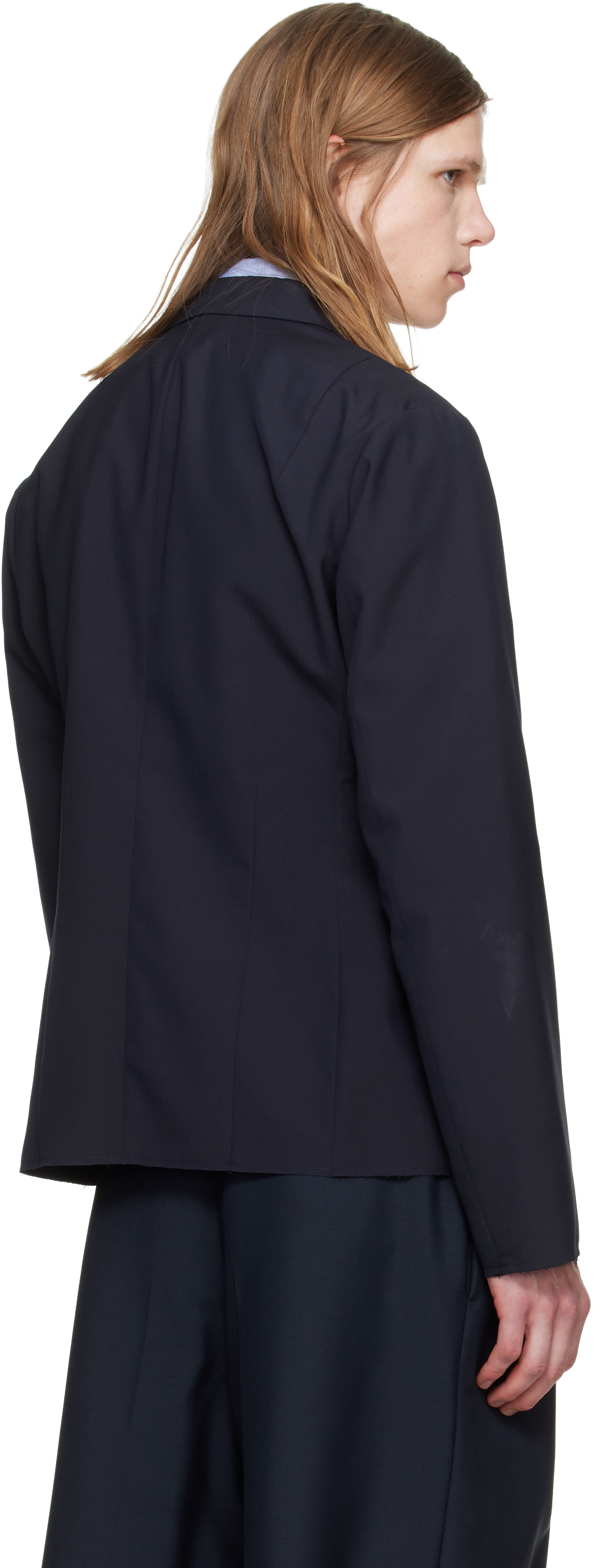 Jil Sander - 네이비 울 포플린 블레이저
