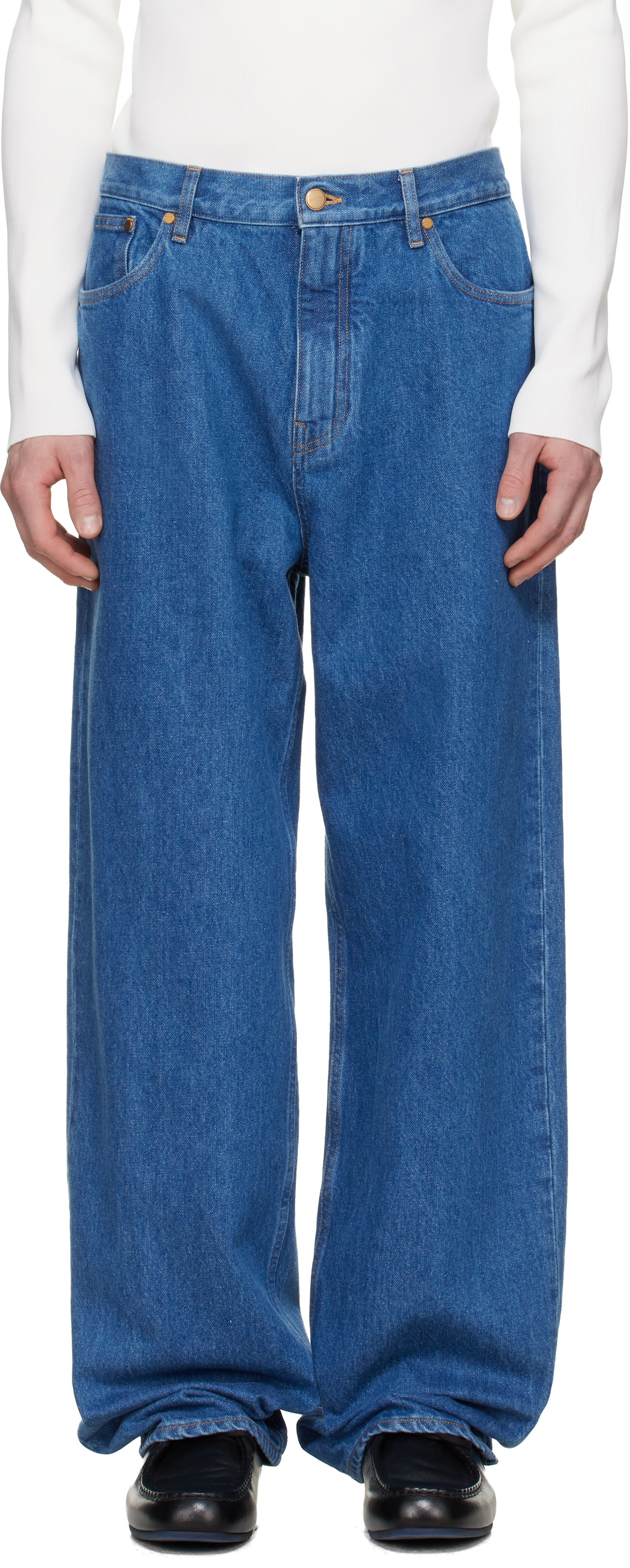 Jil Sander - Jean bleu à effet délavé