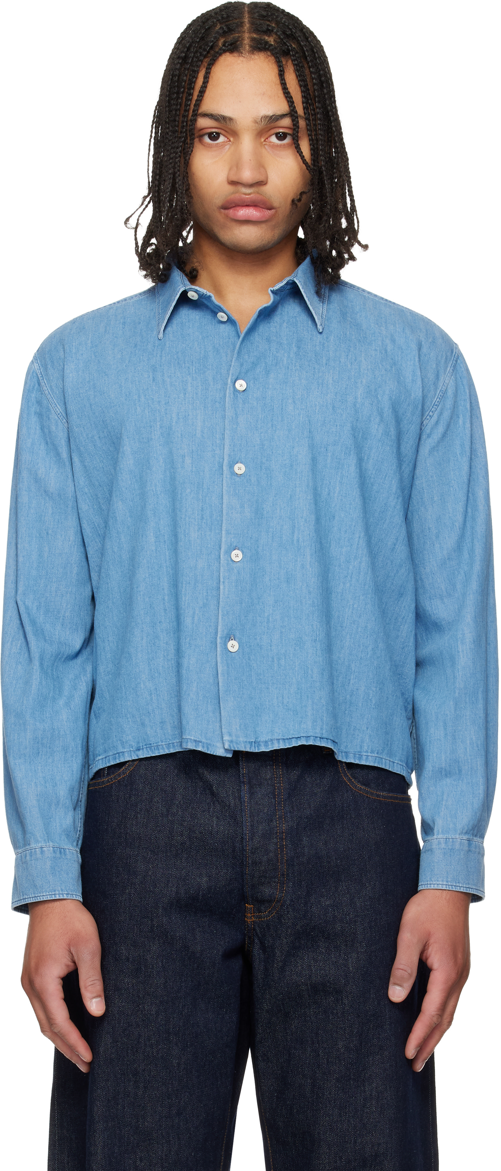 Jil Sander - Chemise bleue traitée