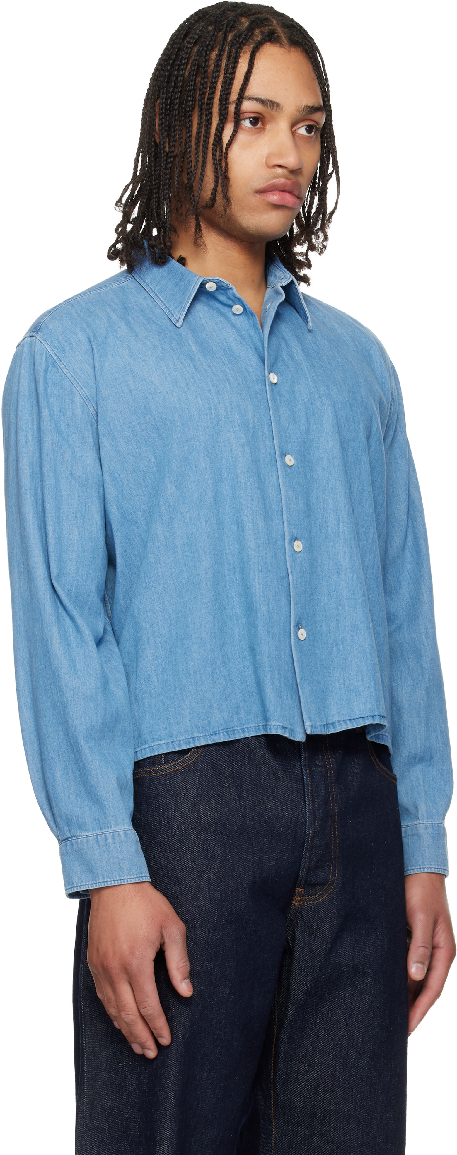 Jil Sander - Chemise bleue traitée