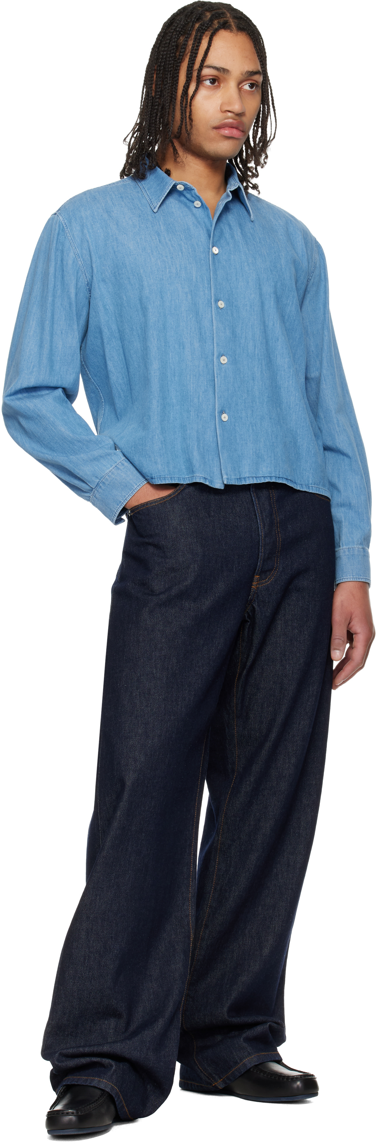 Jil Sander - Chemise bleue traitée