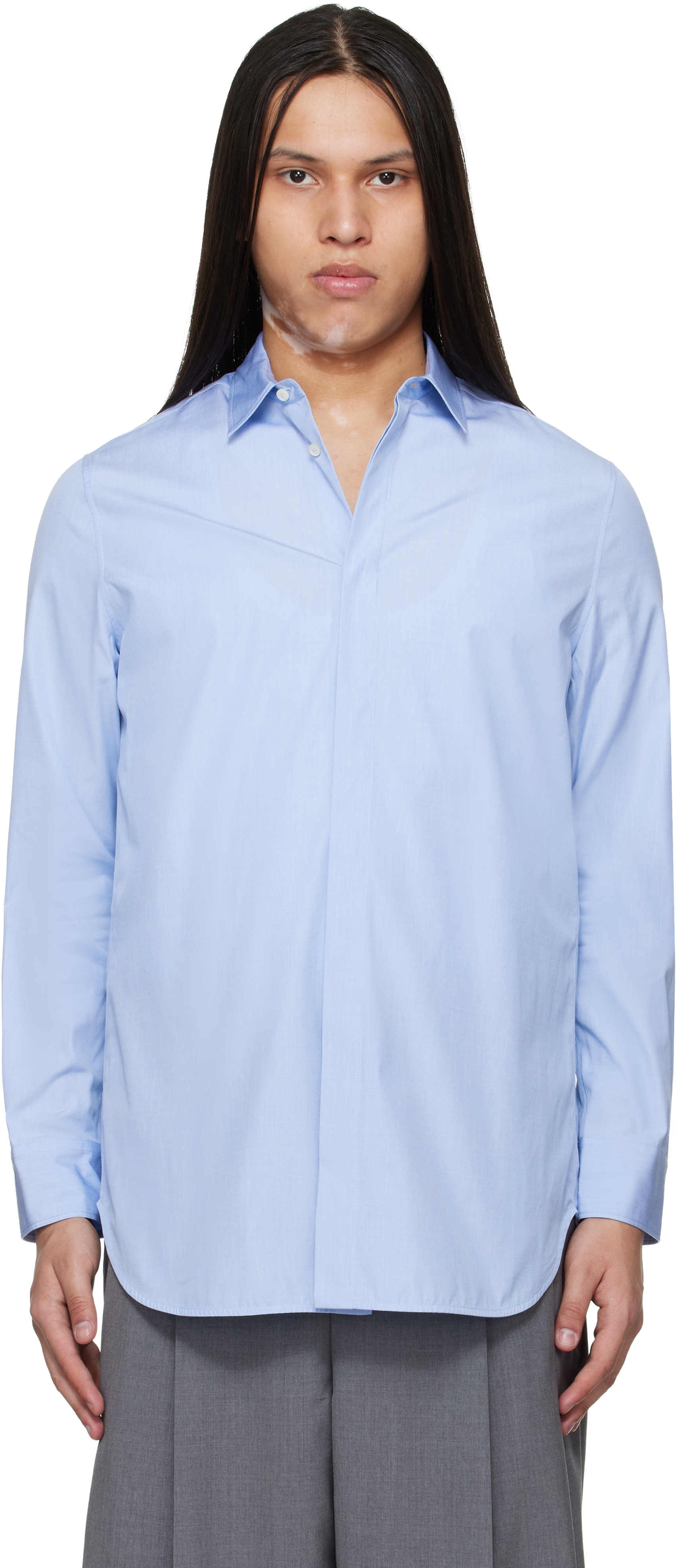 Jil Sander - Chemise bleue à dos ouvert