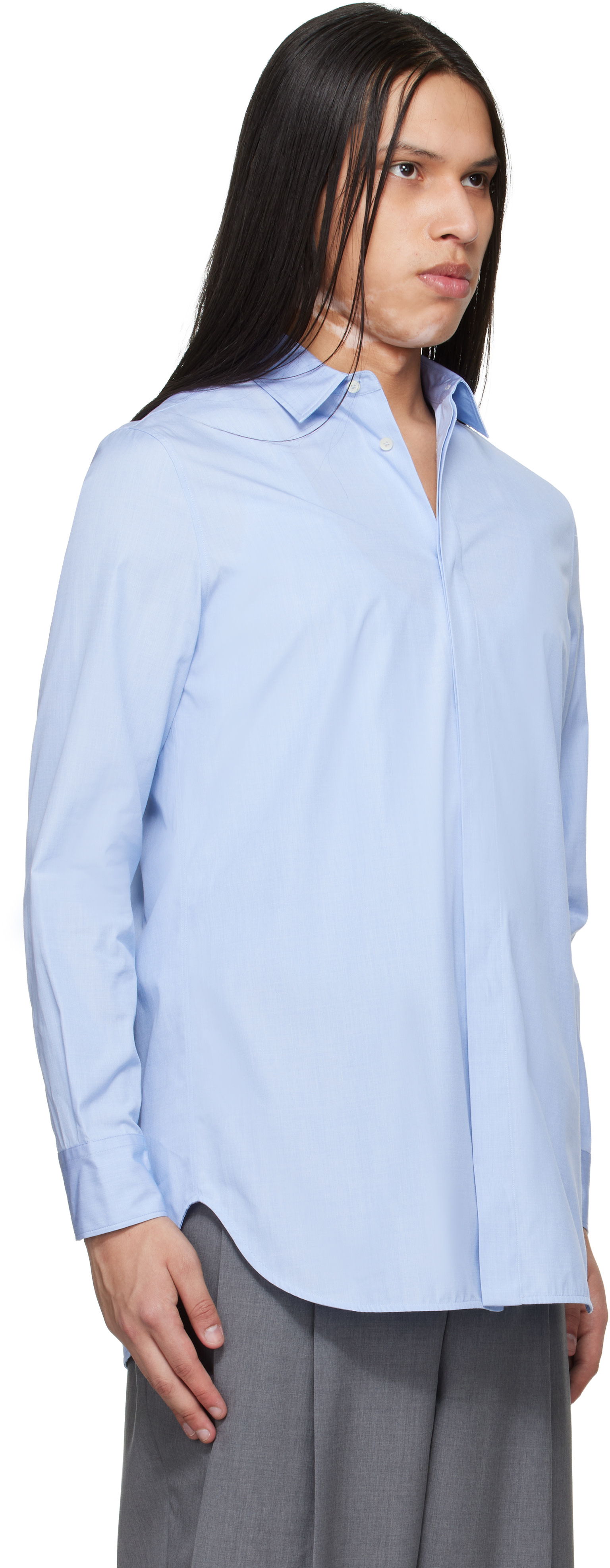 Jil Sander - Chemise bleue à dos ouvert