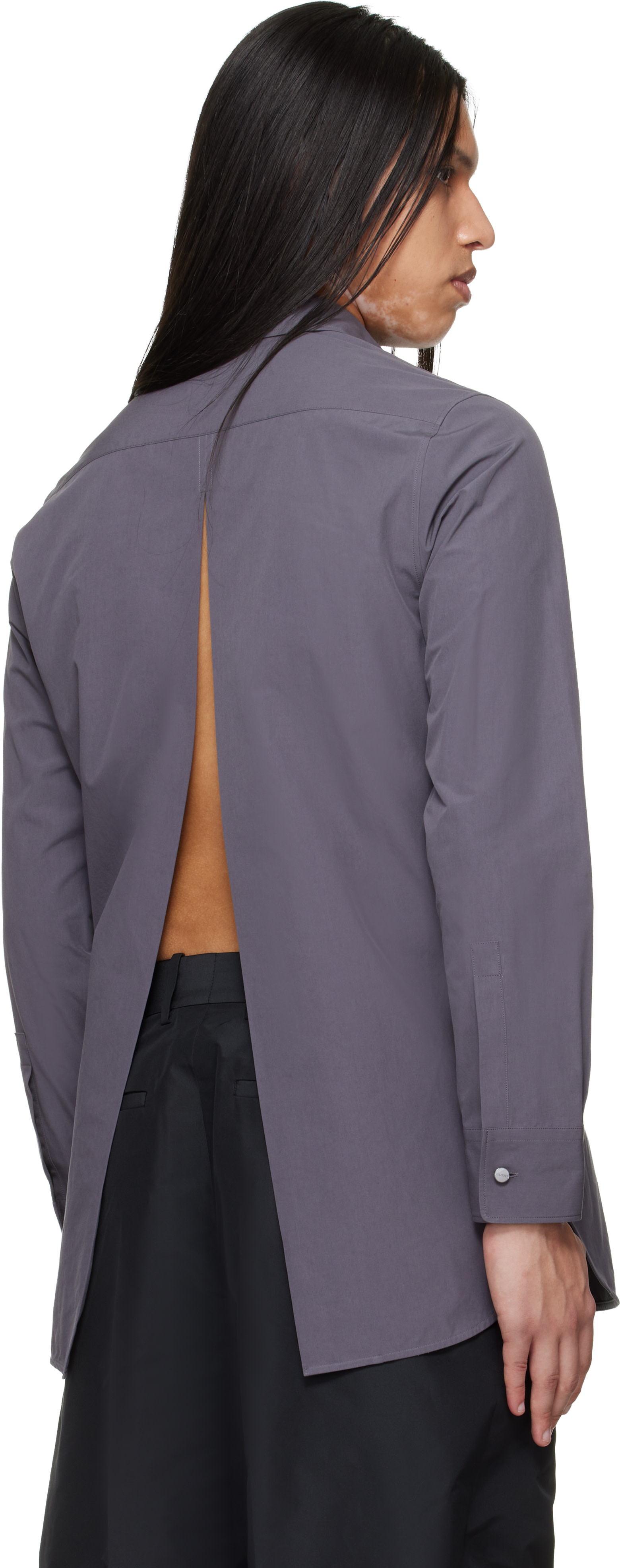 Jil Sander - Chemise grise à dos ouvert