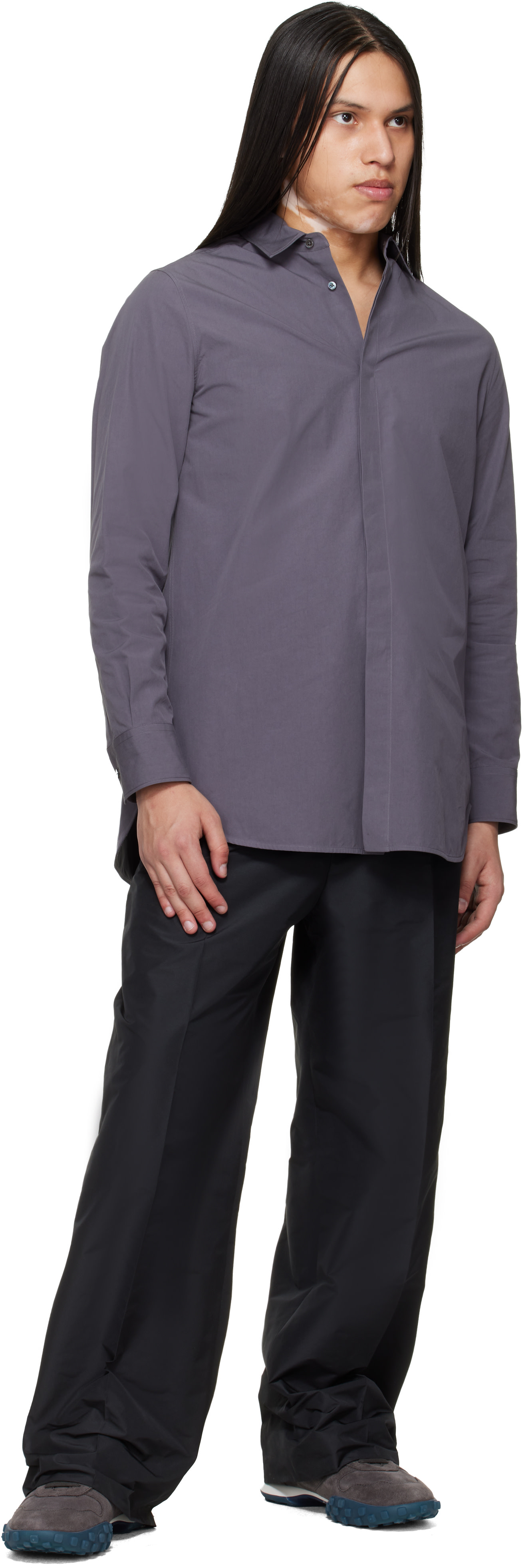 Jil Sander - Chemise grise à dos ouvert